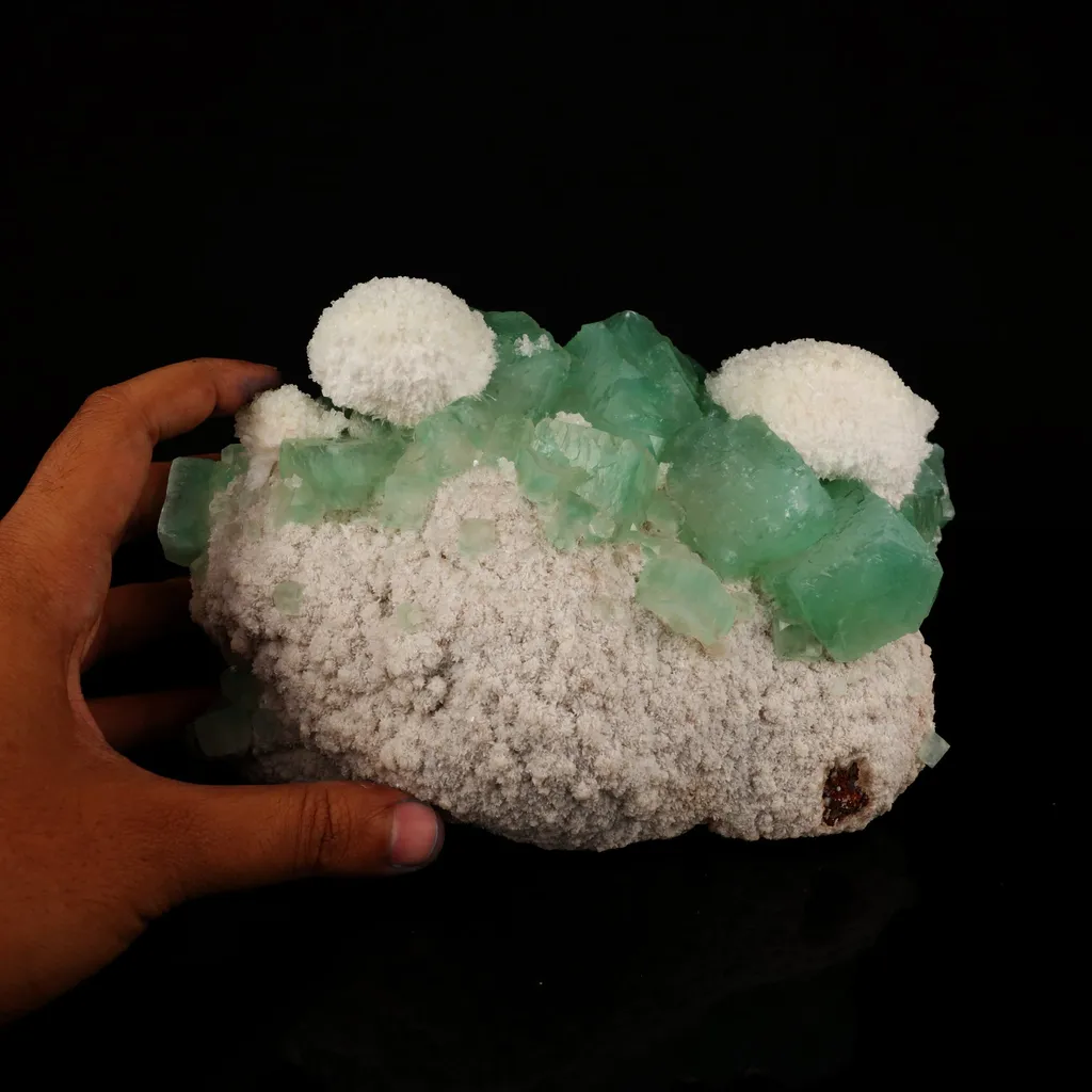 Apophyllite Green Cube with Mordenite Free Standing Natural Mineral Specimen - image 5