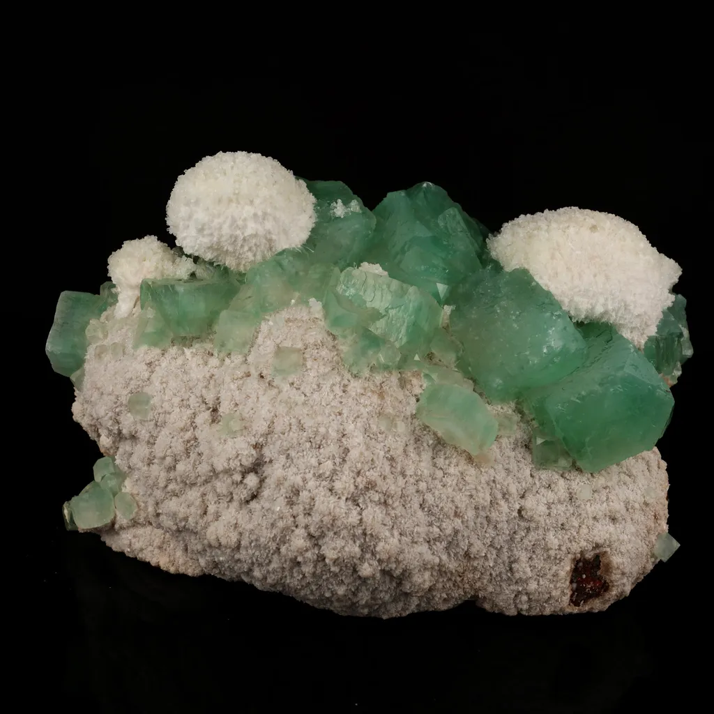 Apophyllite Green Cube with Mordenite Free Standing Natural Mineral Specimen image