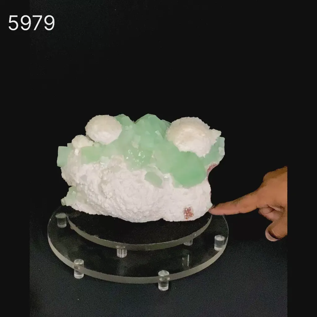 Apophyllite Green Cube with Mordenite Free Standing Natural Mineral Specimen - image 2