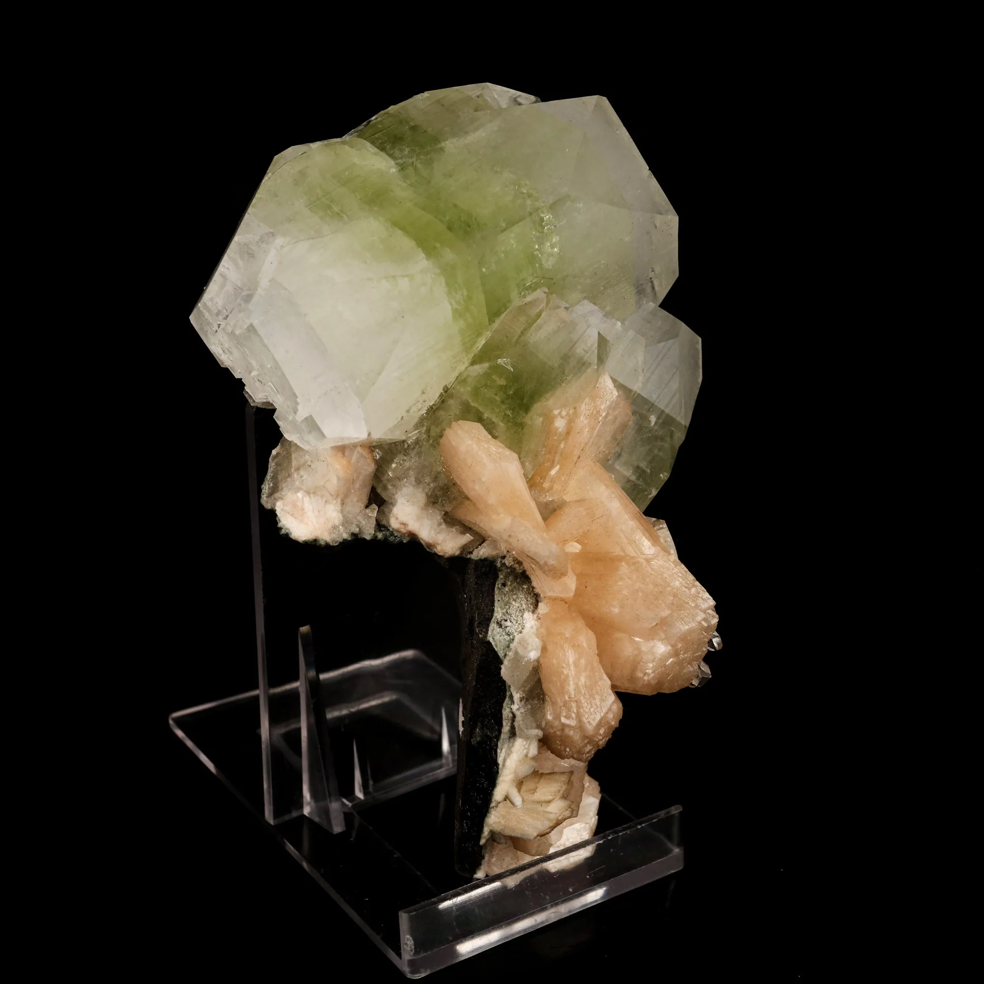 Apophyllite green cube with Stilbite Natural Mineral Specimen - image 2