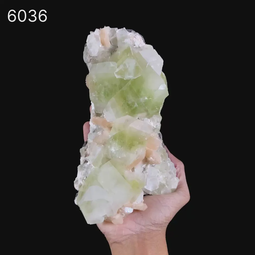 Apophyllite green cube with Stilbite Natural Mineral Specimen - image 5
