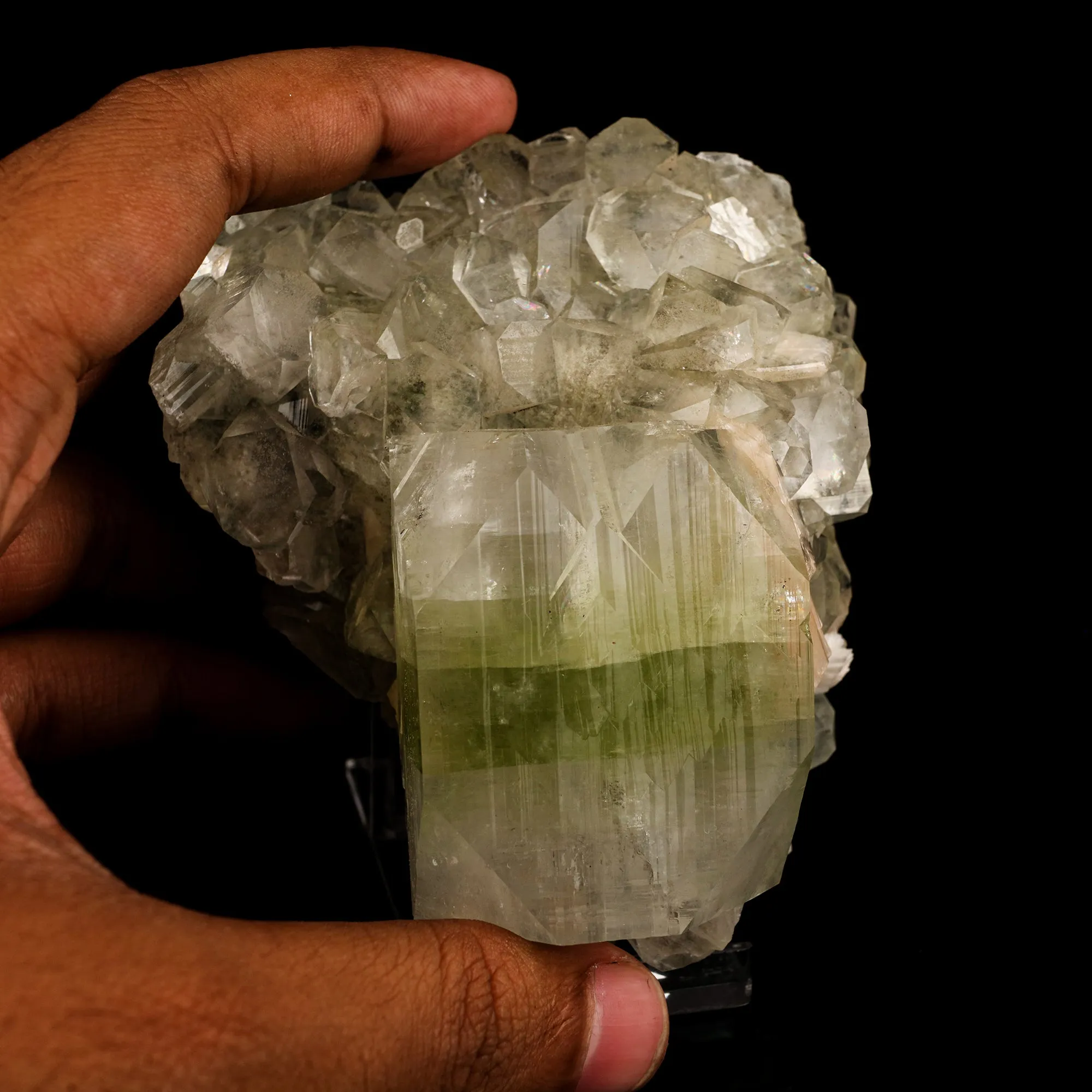 Apophyllite green cube with Stilbite Natural Mineral Specimen - image 4
