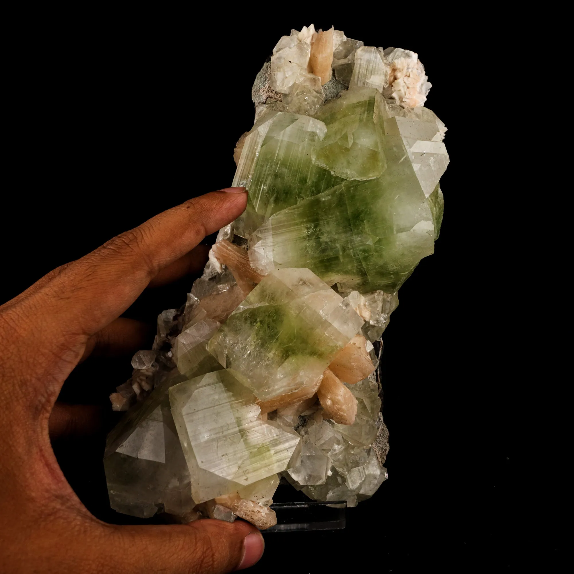 Apophyllite green cube with Stilbite Natural Mineral Specimen - image 4