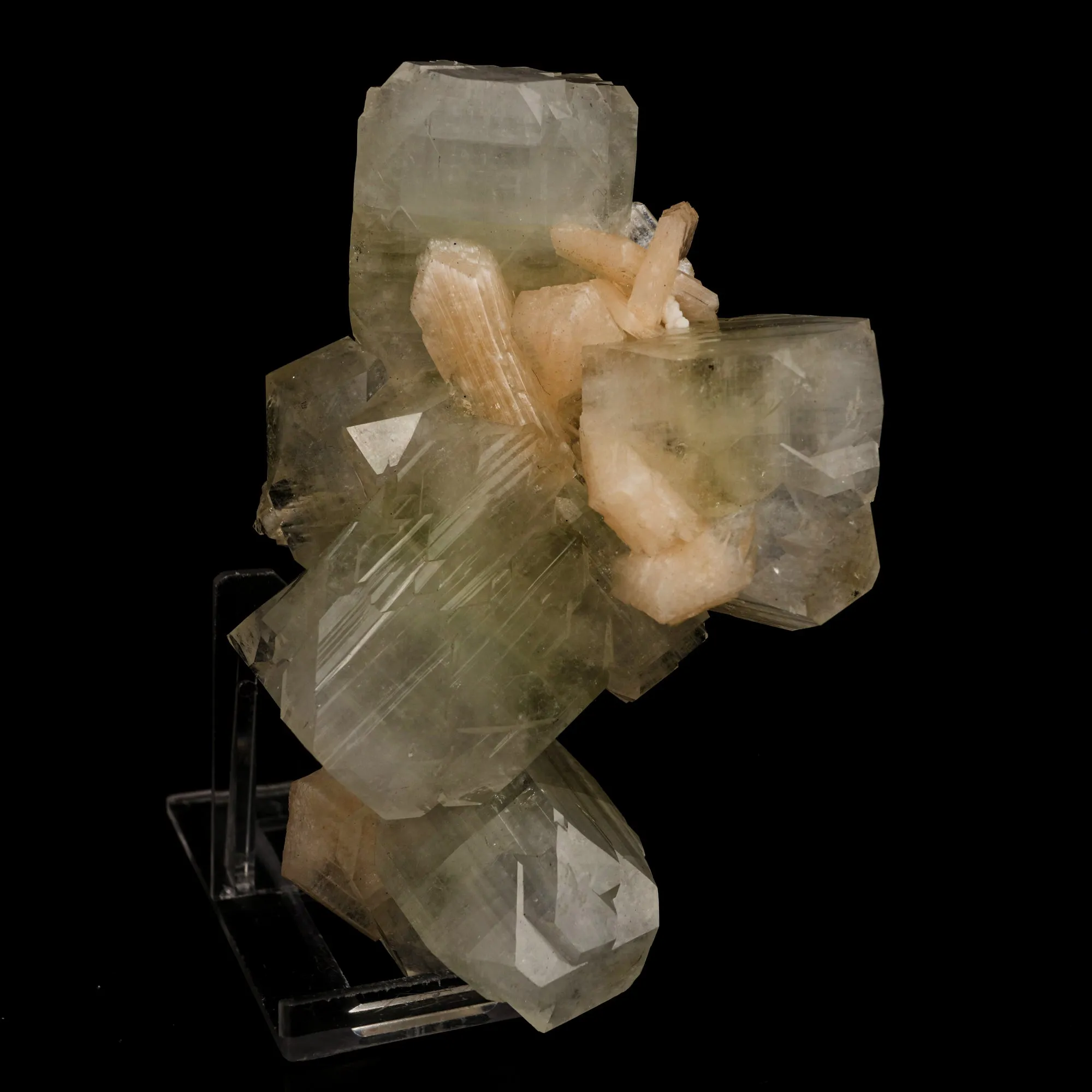 Apophyllite green cube with Stilbite Natural Mineral Specimen - image 2