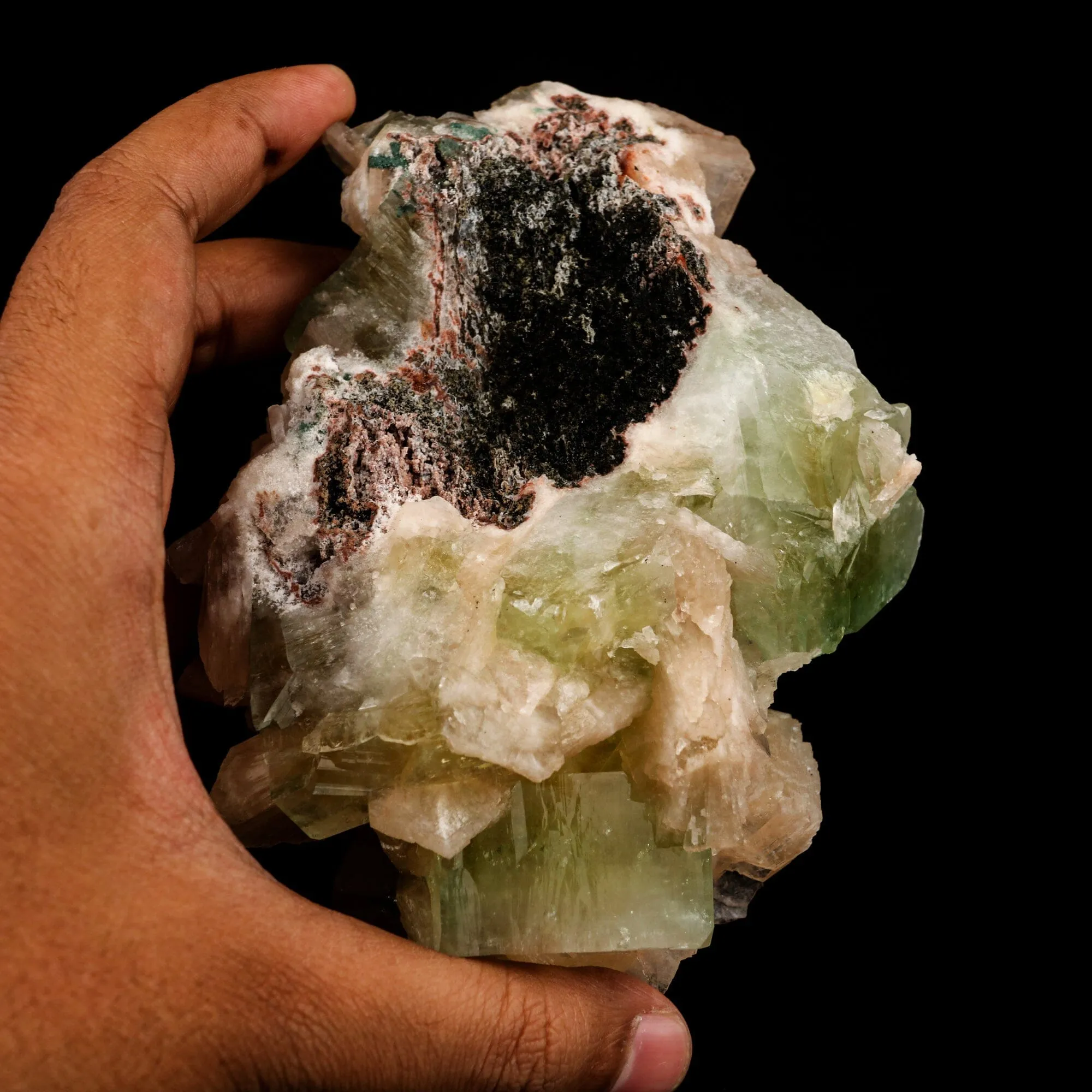 Apophyllite green cube with Stilbite Natural Mineral Specimen - image 5