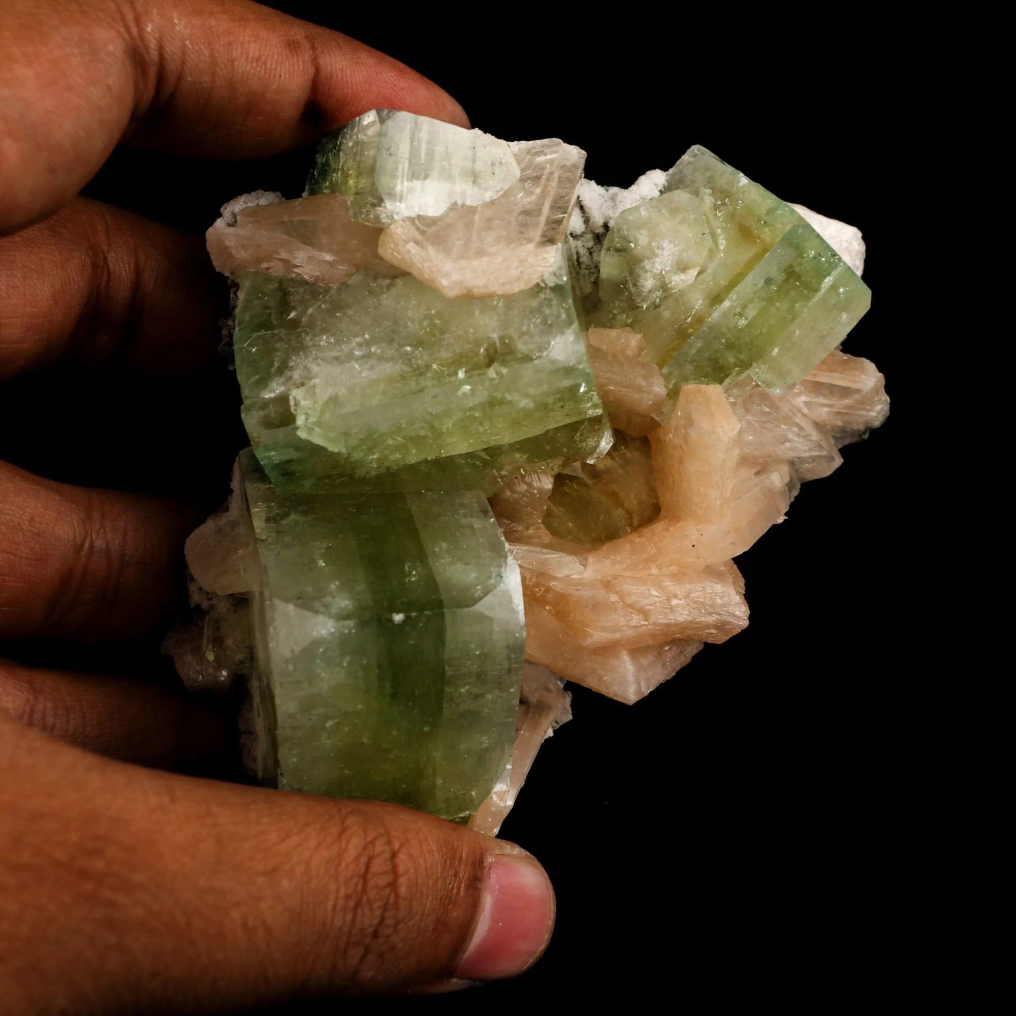Apophyllite green cube with Stilbite Natural Mineral Specimen - image 4