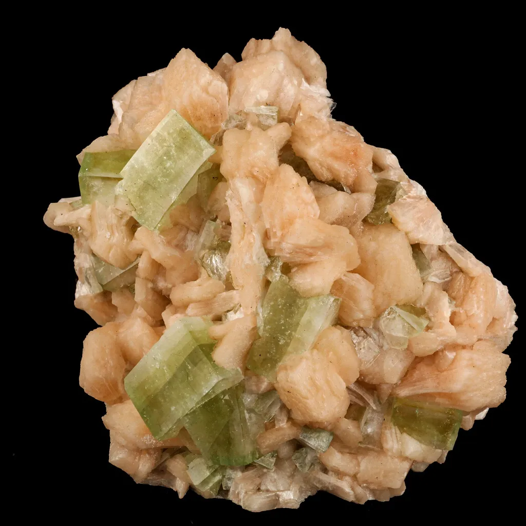 Apophyllite green cube with Stilbite Natural Mineral Specimen image