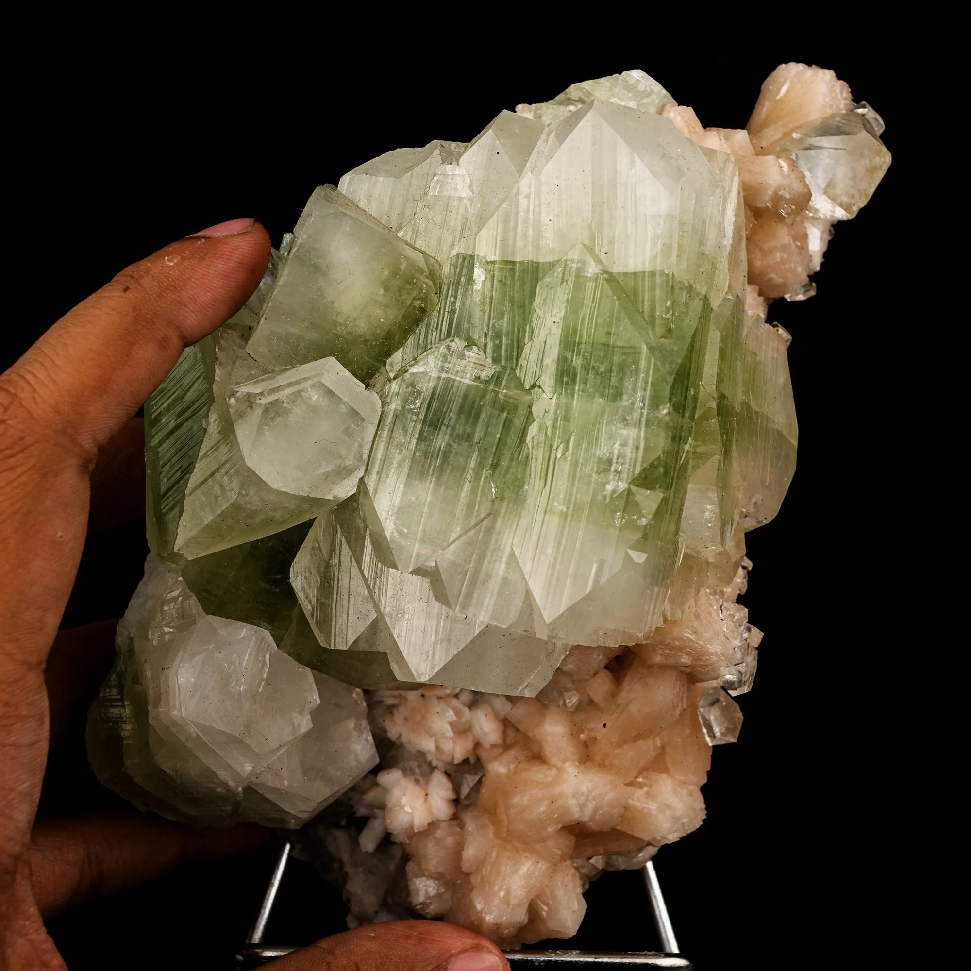 Apophyllite green cube with Stilbite Natural Mineral Specimen - image 4
