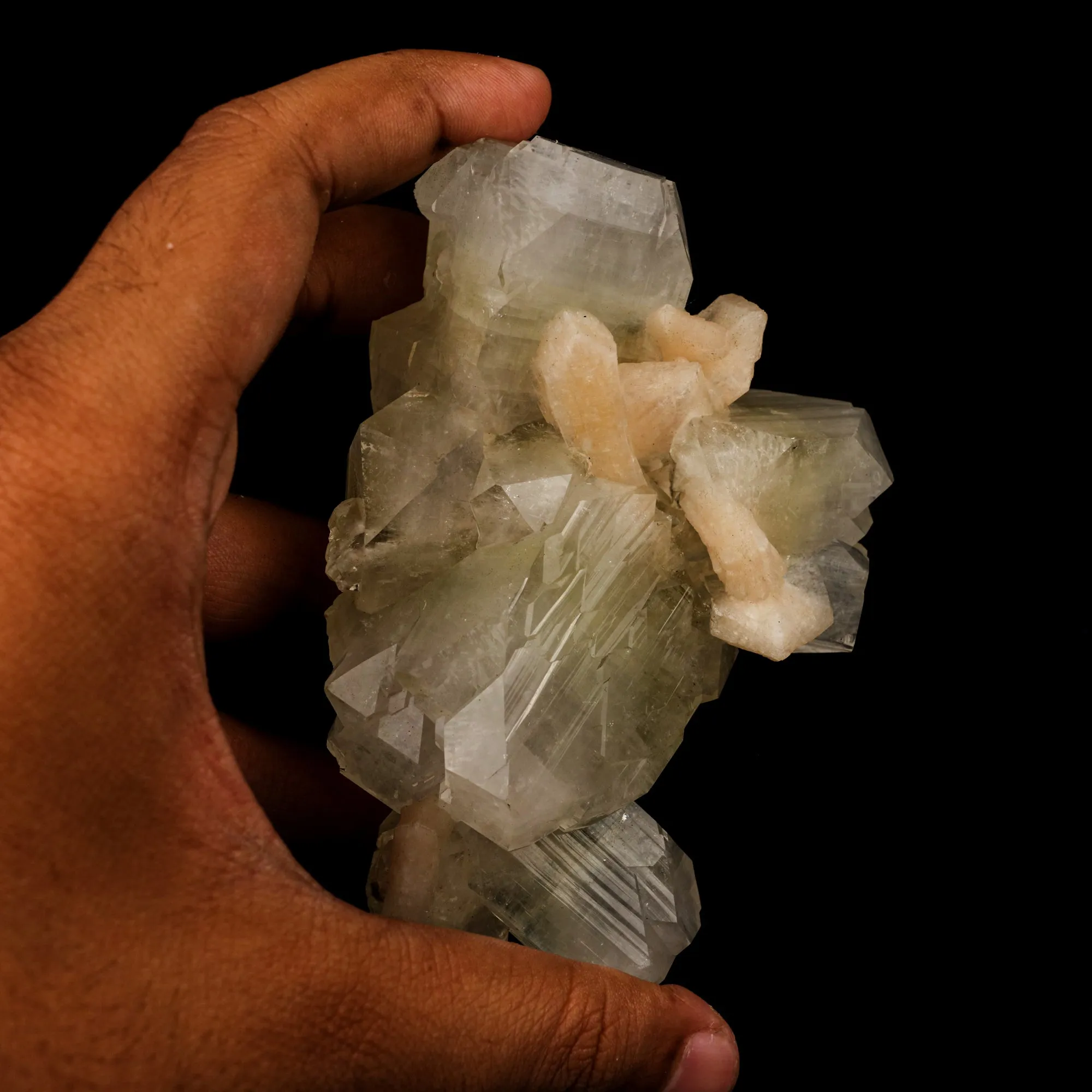 Apophyllite green cube with Stilbite Natural Mineral Specimen - image 4