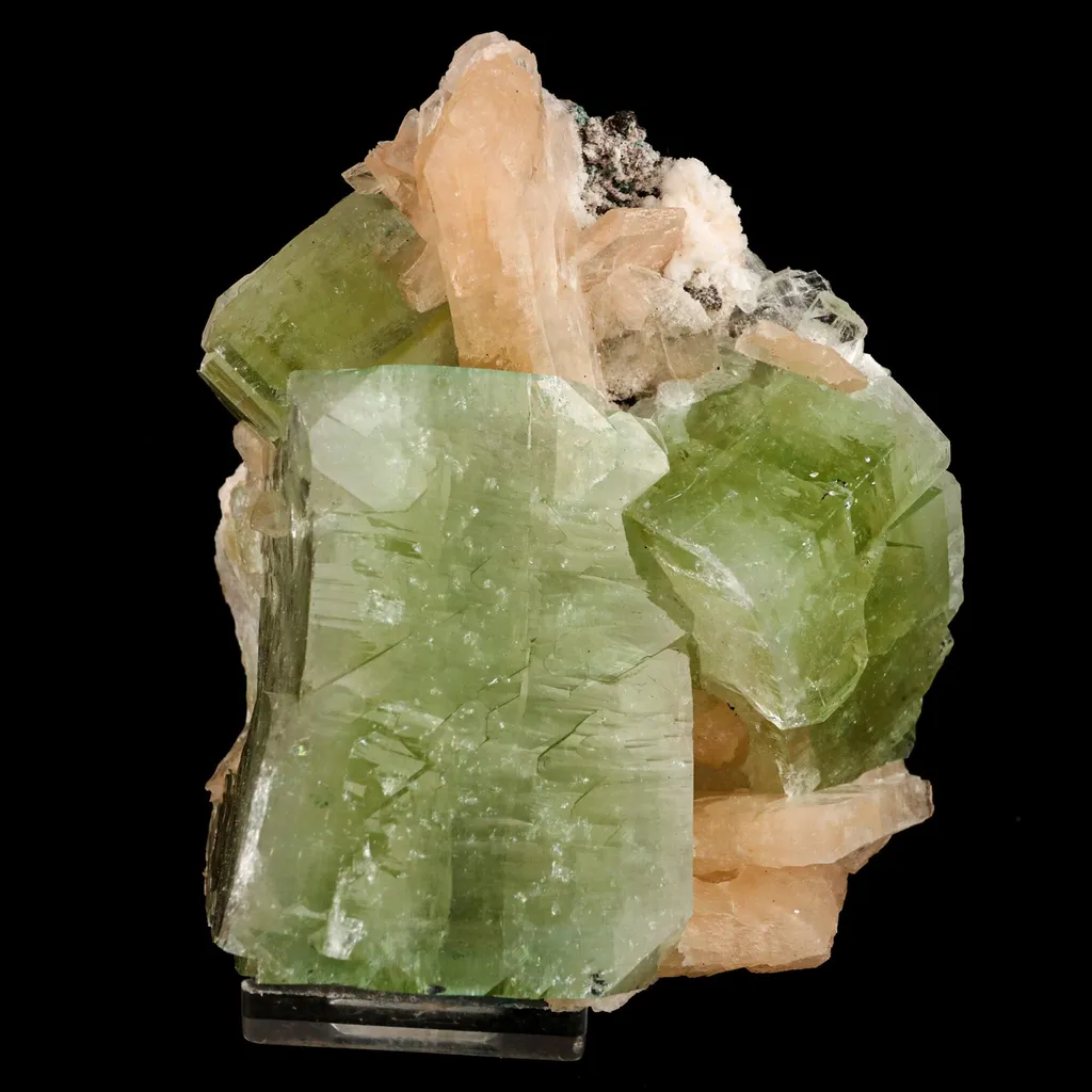 Apophyllite green cube with Stilbite Natural Mineral Specimen image