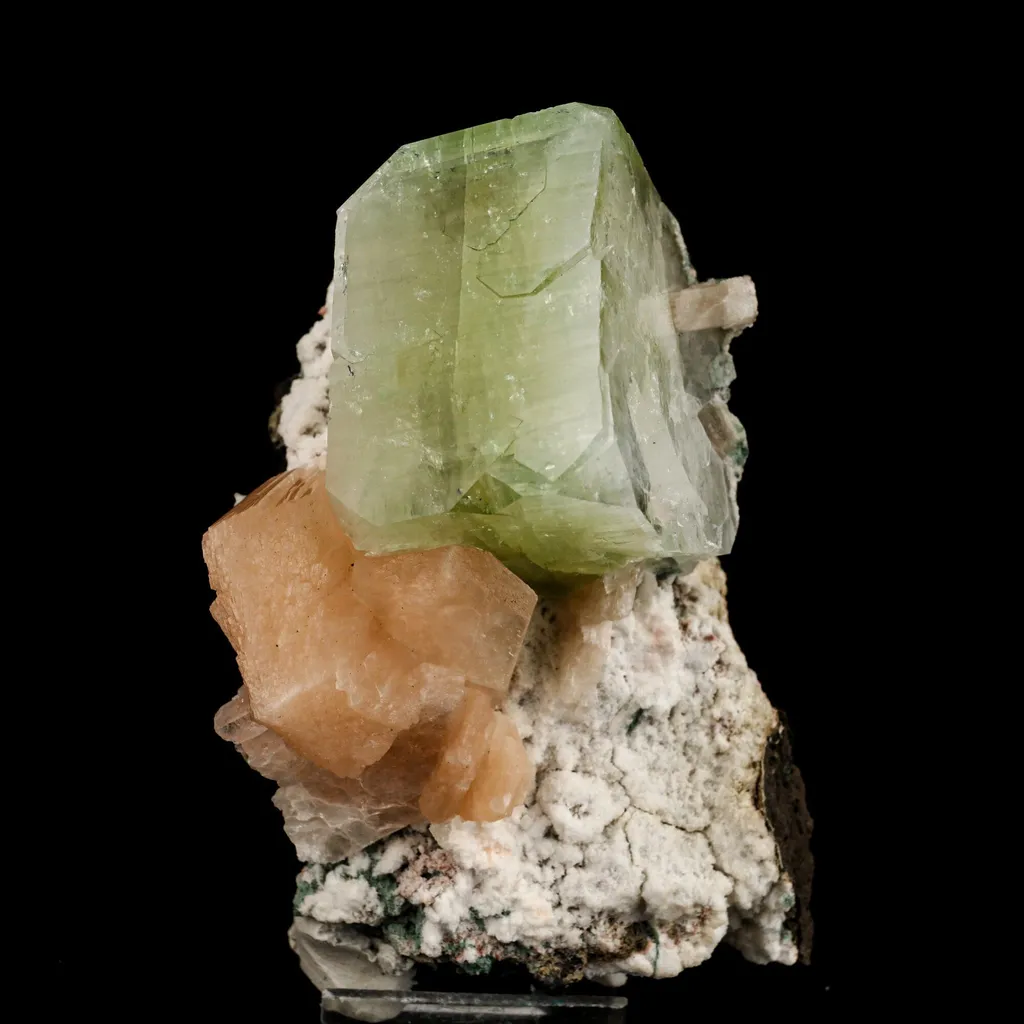 Apophyllite green cube with Stilbite Natural Mineral Specimen image