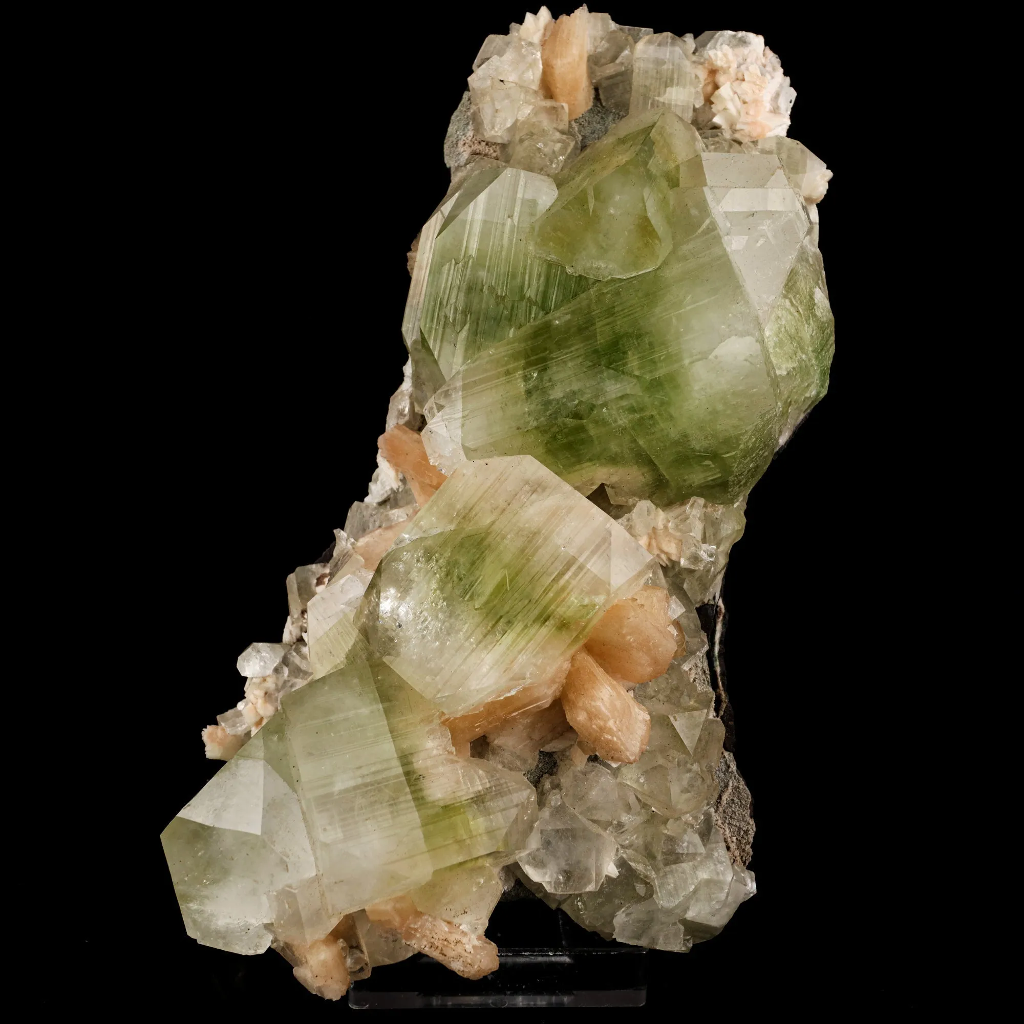 Apophyllite green cube with Stilbite Natural Mineral Specimen - image 1