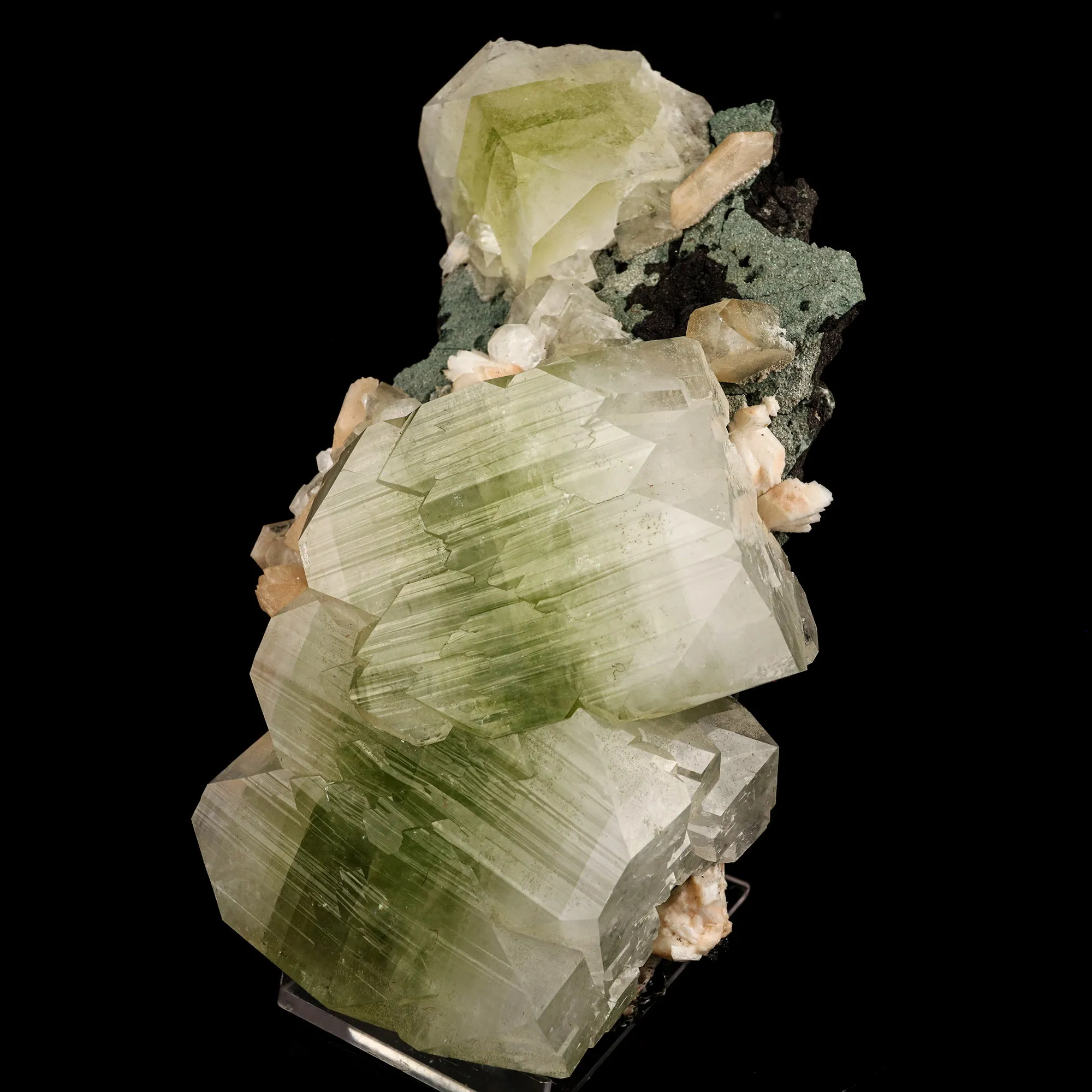 Apophyllite green cube with Stilbite Natural Mineral Specimen - image 2