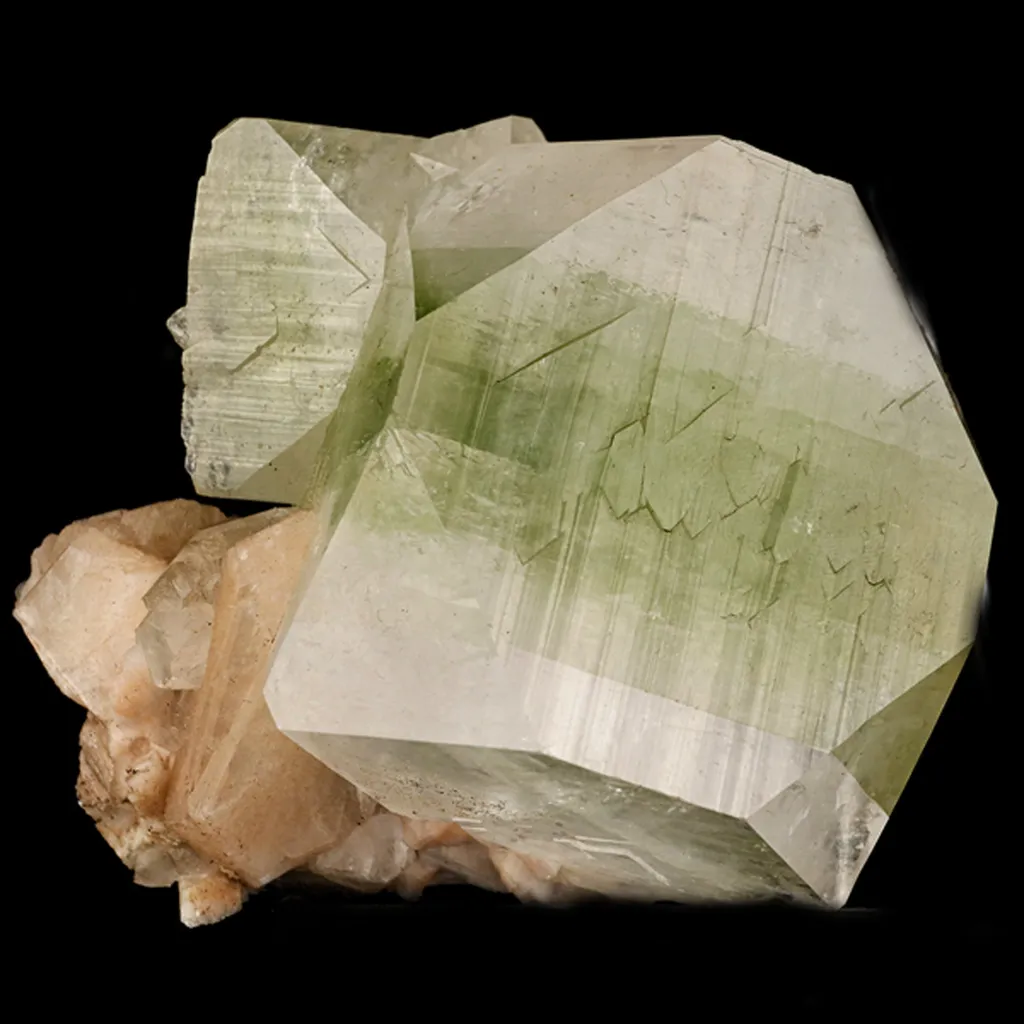 Apophyllite green cube with Stilbite Natural Mineral Specimen image