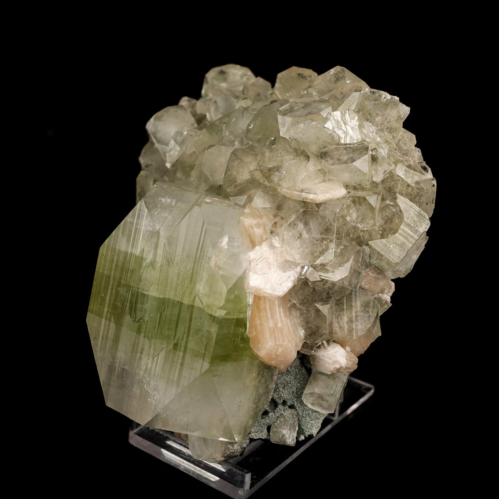 Apophyllite green cube with Stilbite Natural Mineral Specimen - image 3