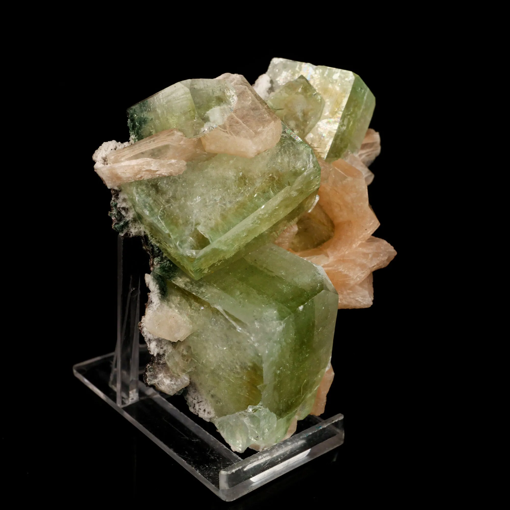 Apophyllite green cube with Stilbite Natural Mineral Specimen - image 3