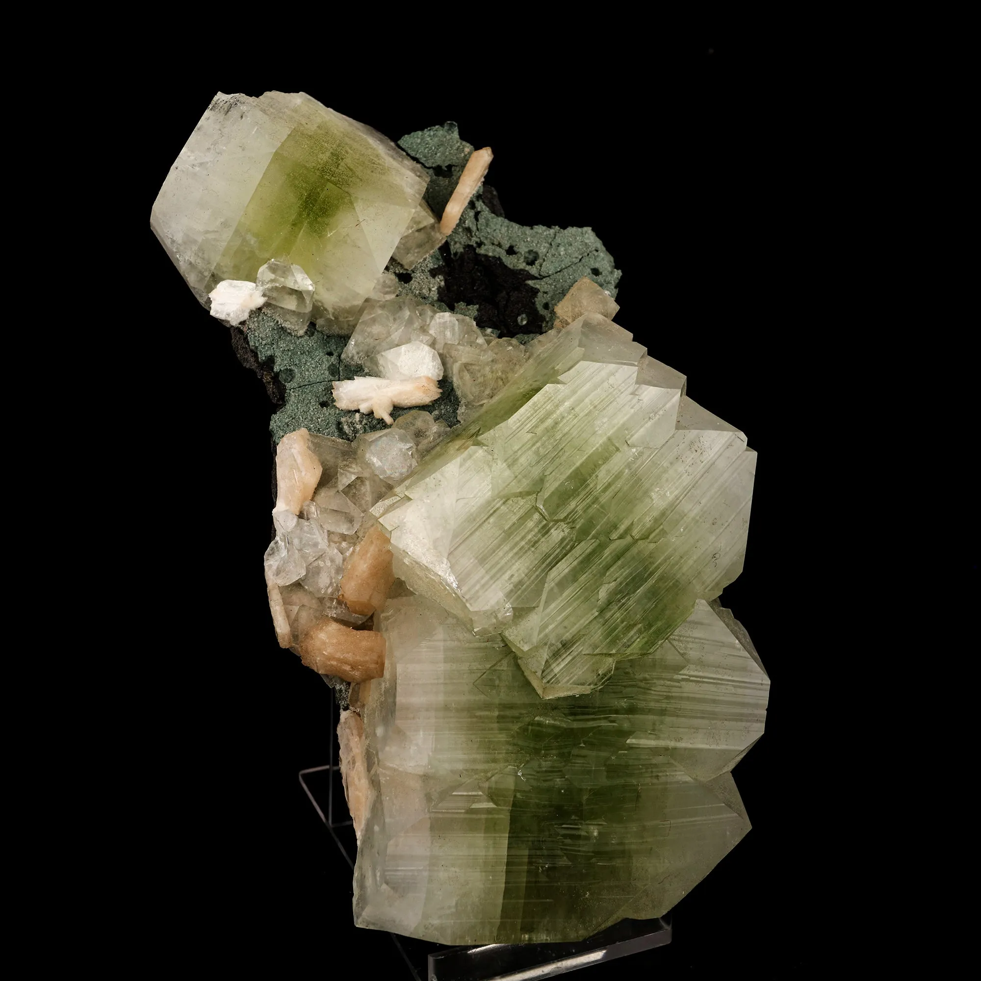 Apophyllite green cube with Stilbite Natural Mineral Specimen - image 3