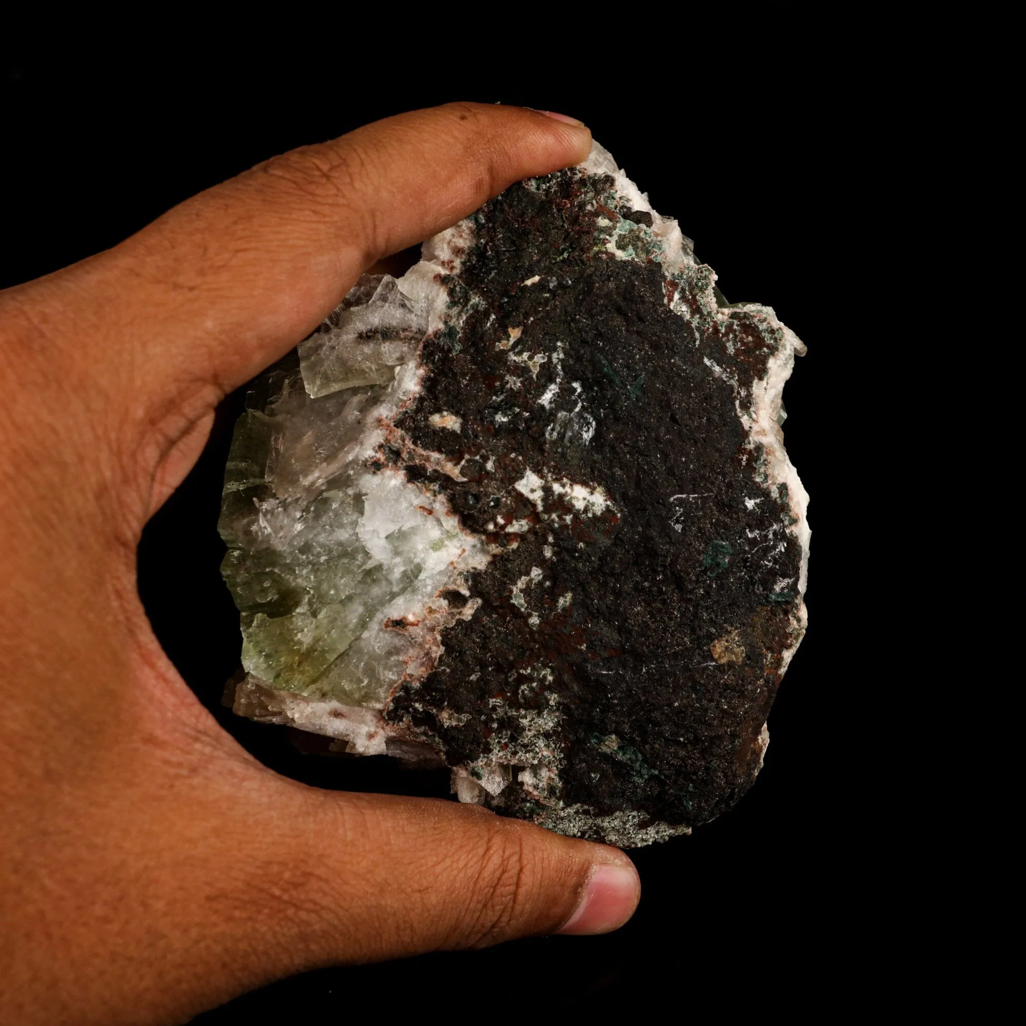 Apophyllite green cube with Stilbite Natural Mineral Specimen - image 5