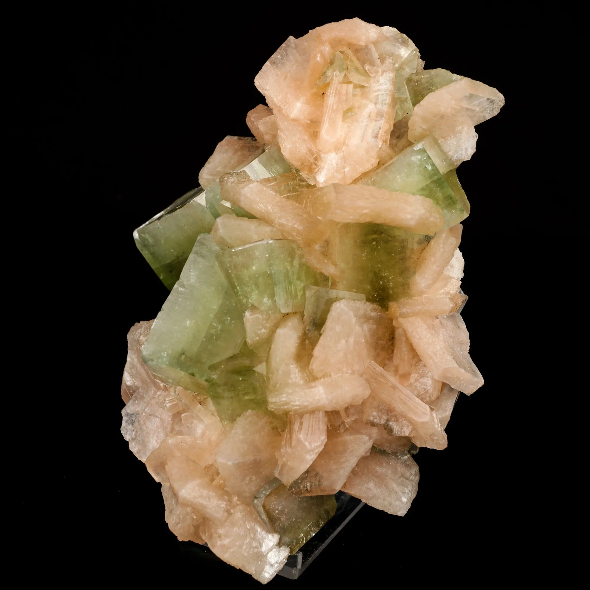 Apophyllite green cube with Stilbite Natural Mineral Specimen - image 2