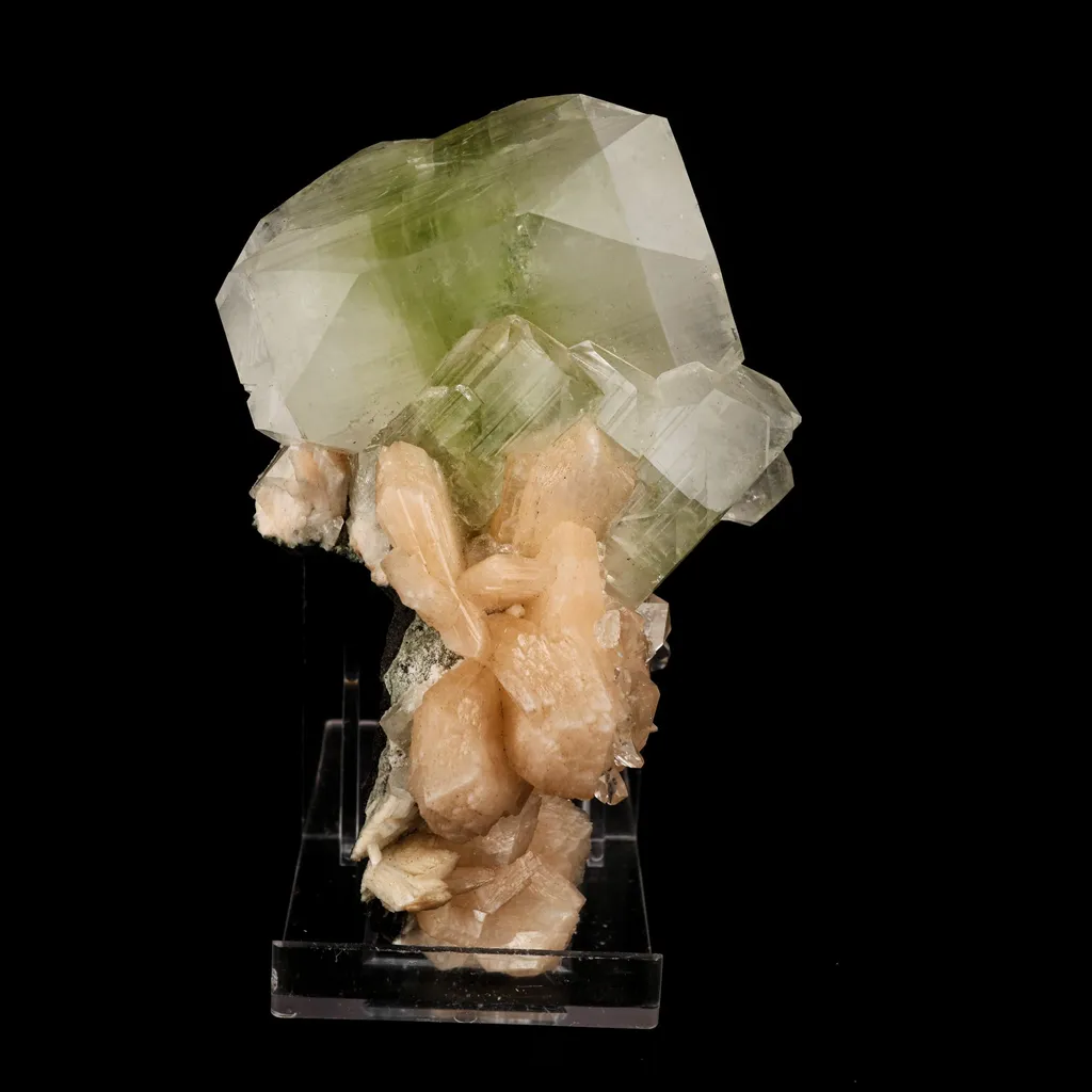 Apophyllite green cube with Stilbite Natural Mineral Specimen image