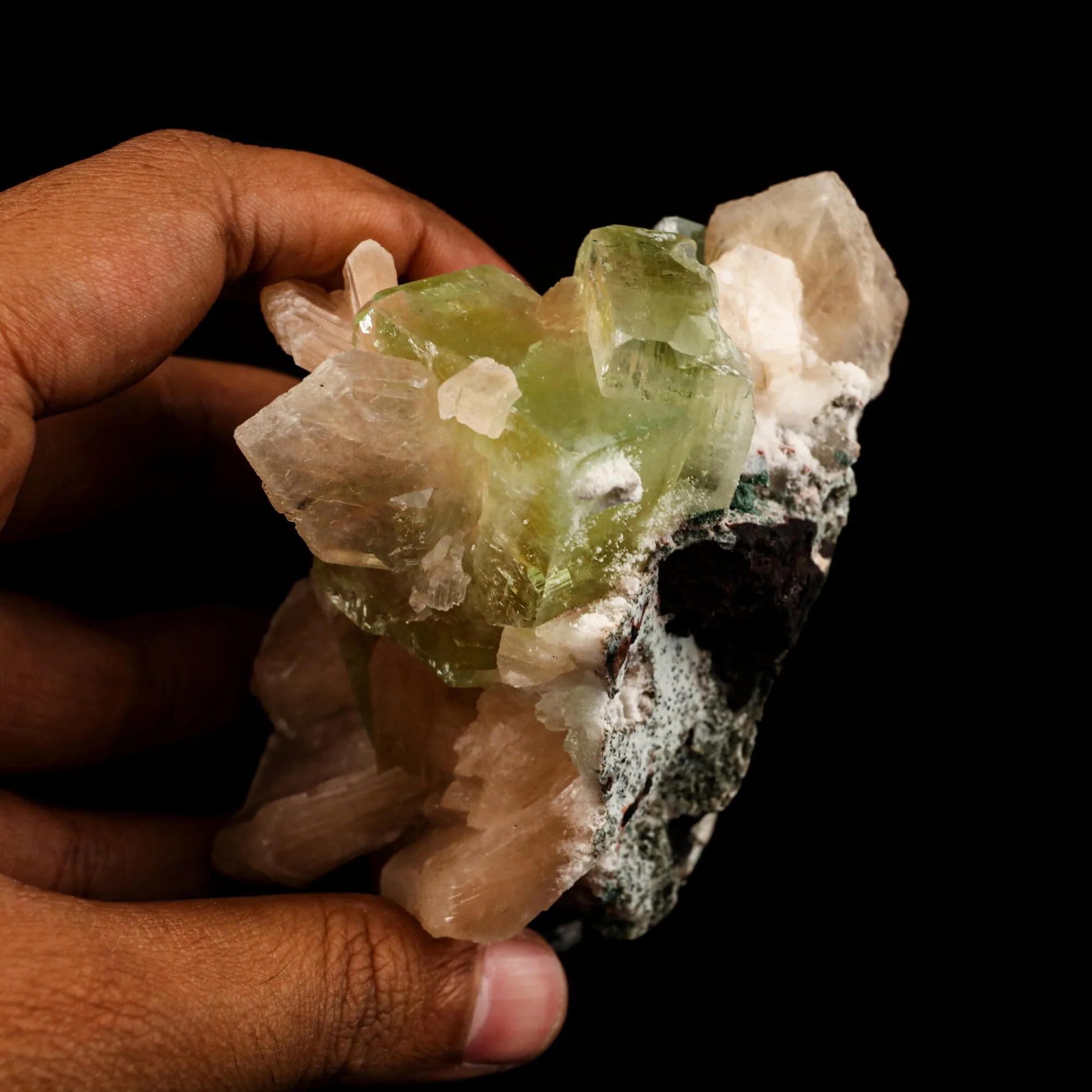 Apophyllite green cube with Stilbite Natural Mineral Specimen - image 5