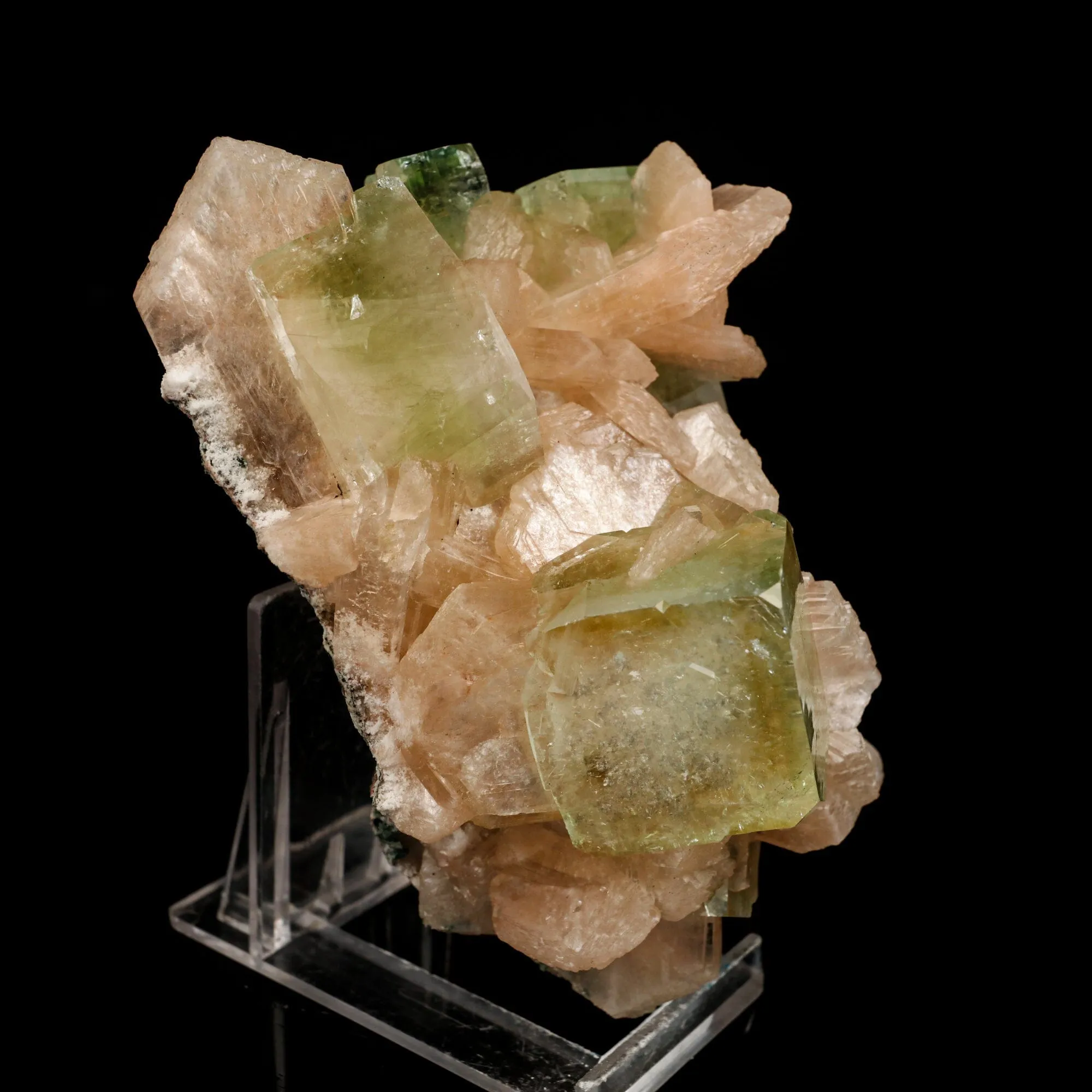 Apophyllite green cube with Stilbite Natural Mineral Specimen - image 3