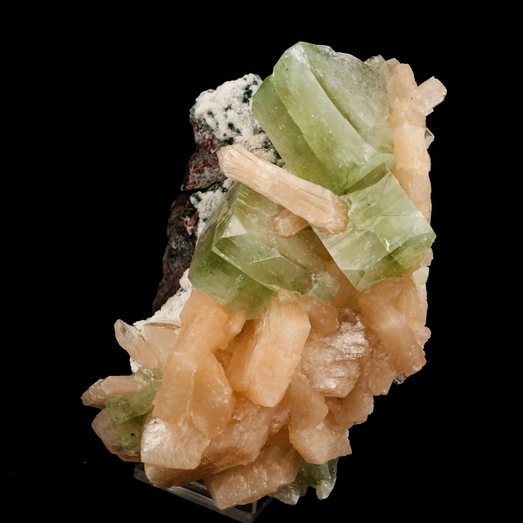 Apophyllite green cube with Stilbite Natural Mineral Specimen - image 3