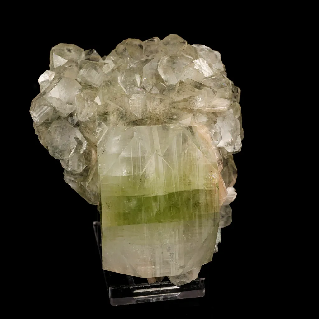 Apophyllite green cube with Stilbite Natural Mineral Specimen image