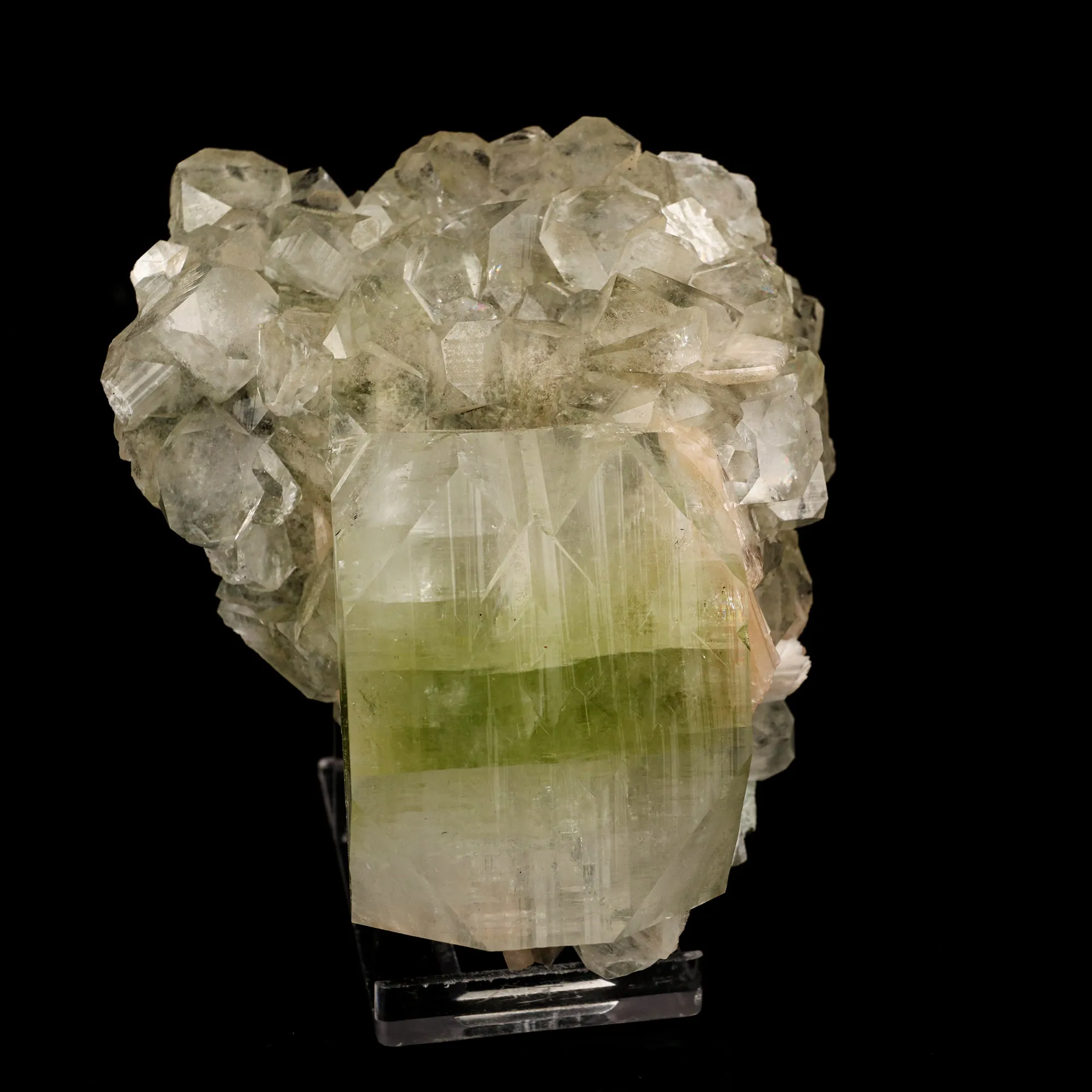 Apophyllite green cube with Stilbite Natural Mineral Specimen - image 1