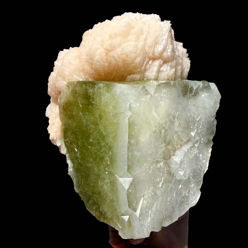 Apophyllite green cube with Stilbite Natural Mineral Specimen image