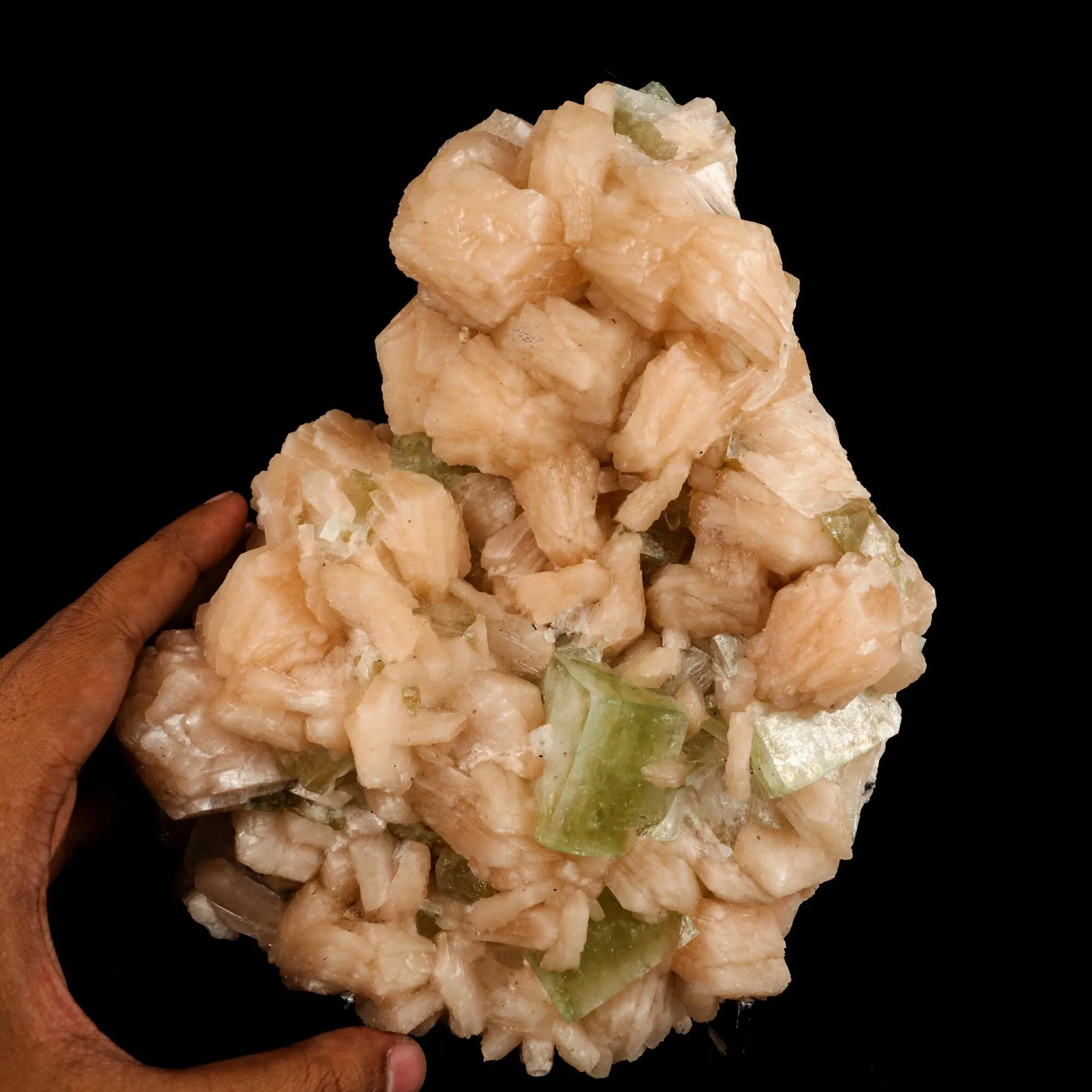Apophyllite green cube with Stilbite Natural Mineral Specimen - image 4