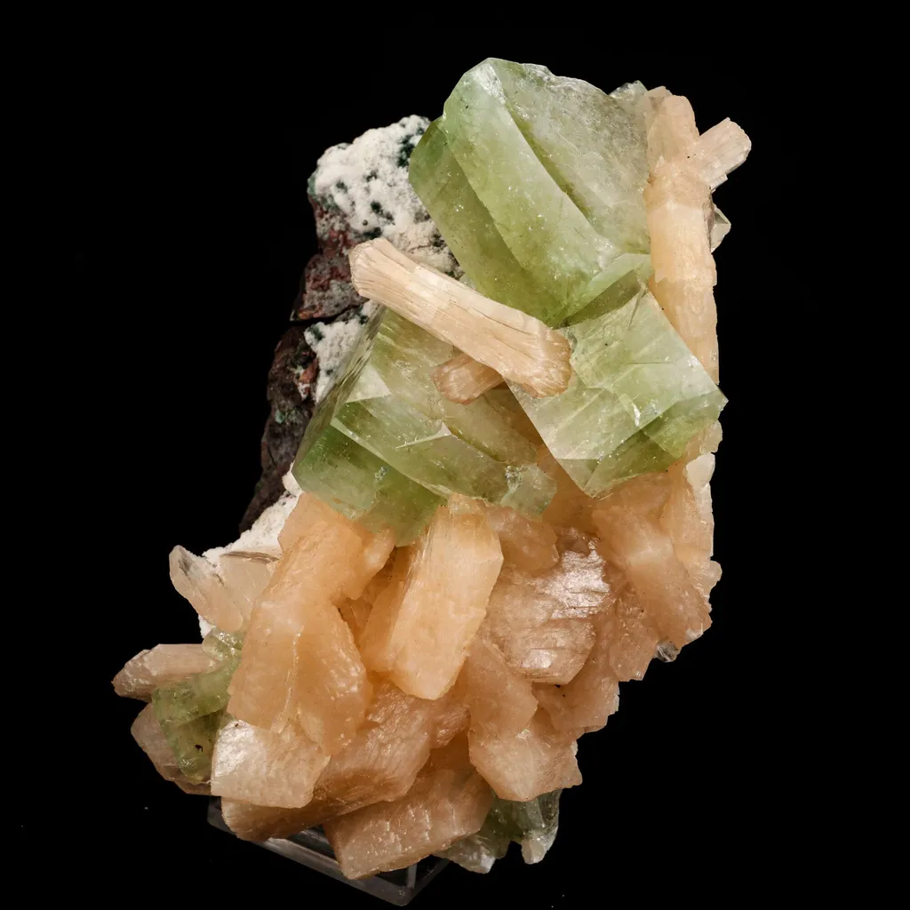 Apophyllite green cube with Stilbite Natural Mineral Specimen image