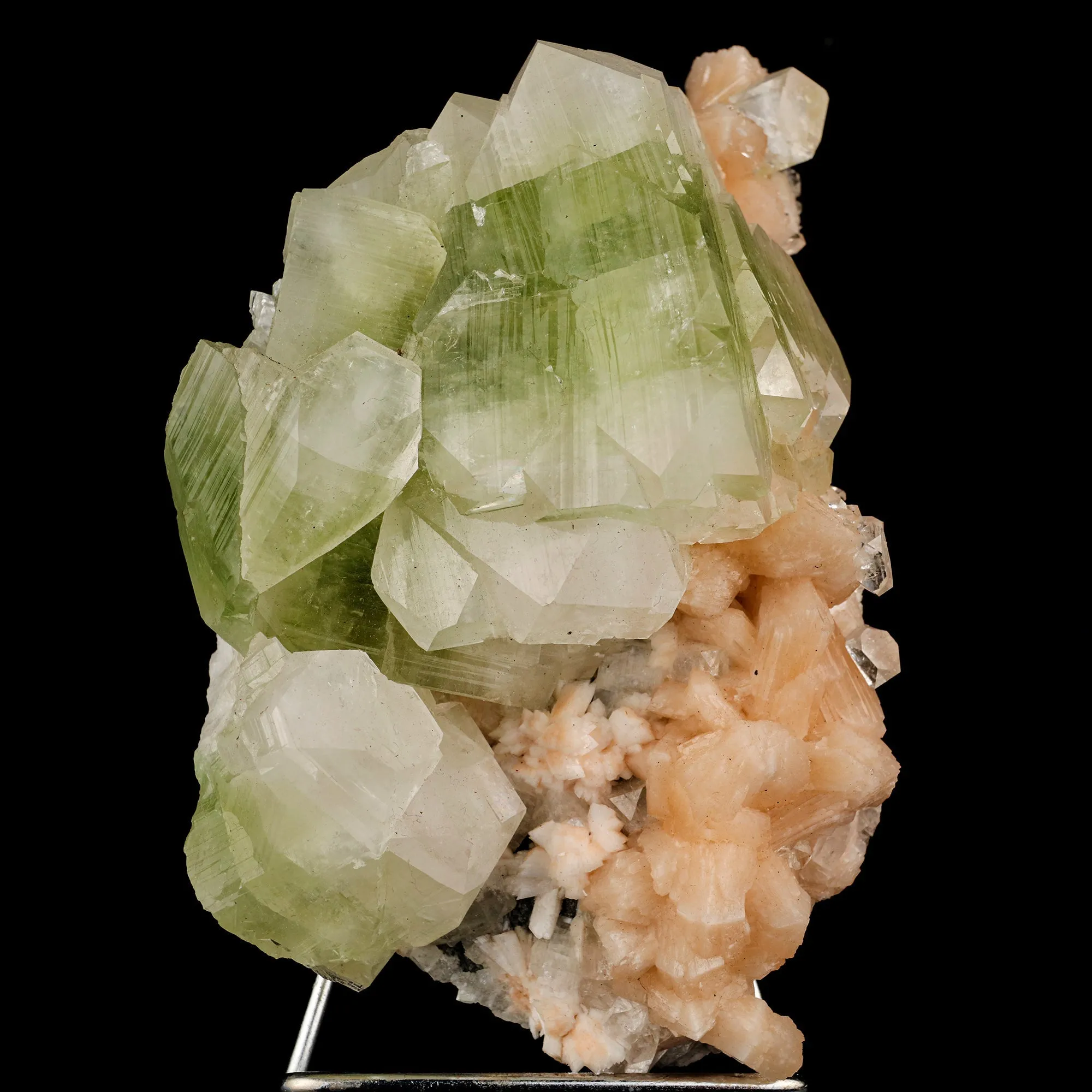 Apophyllite green cube with Stilbite Natural Mineral Specimen - image 1