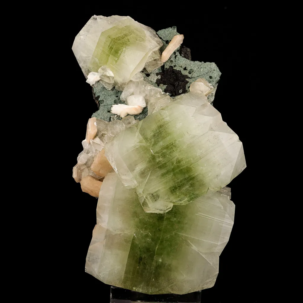 Apophyllite green cube with Stilbite Natural Mineral Specimen image