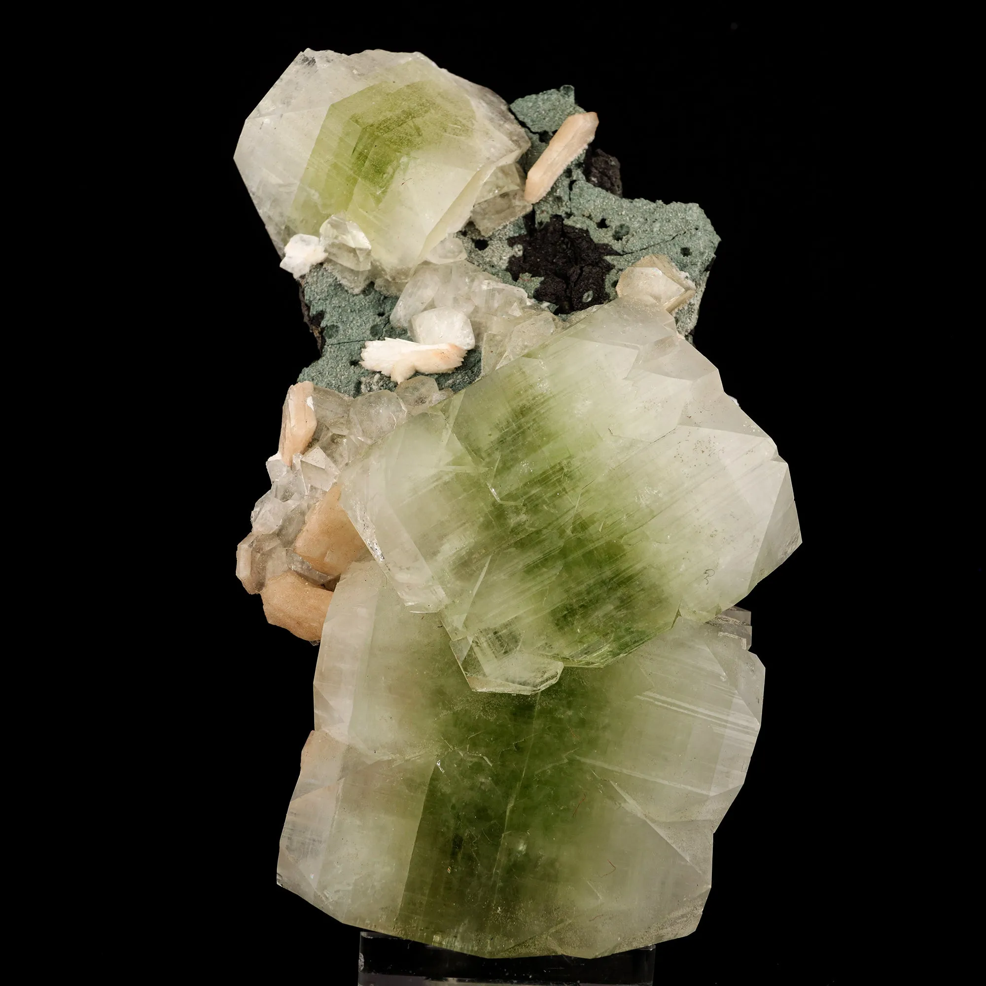Apophyllite green cube with Stilbite Natural Mineral Specimen - image 1