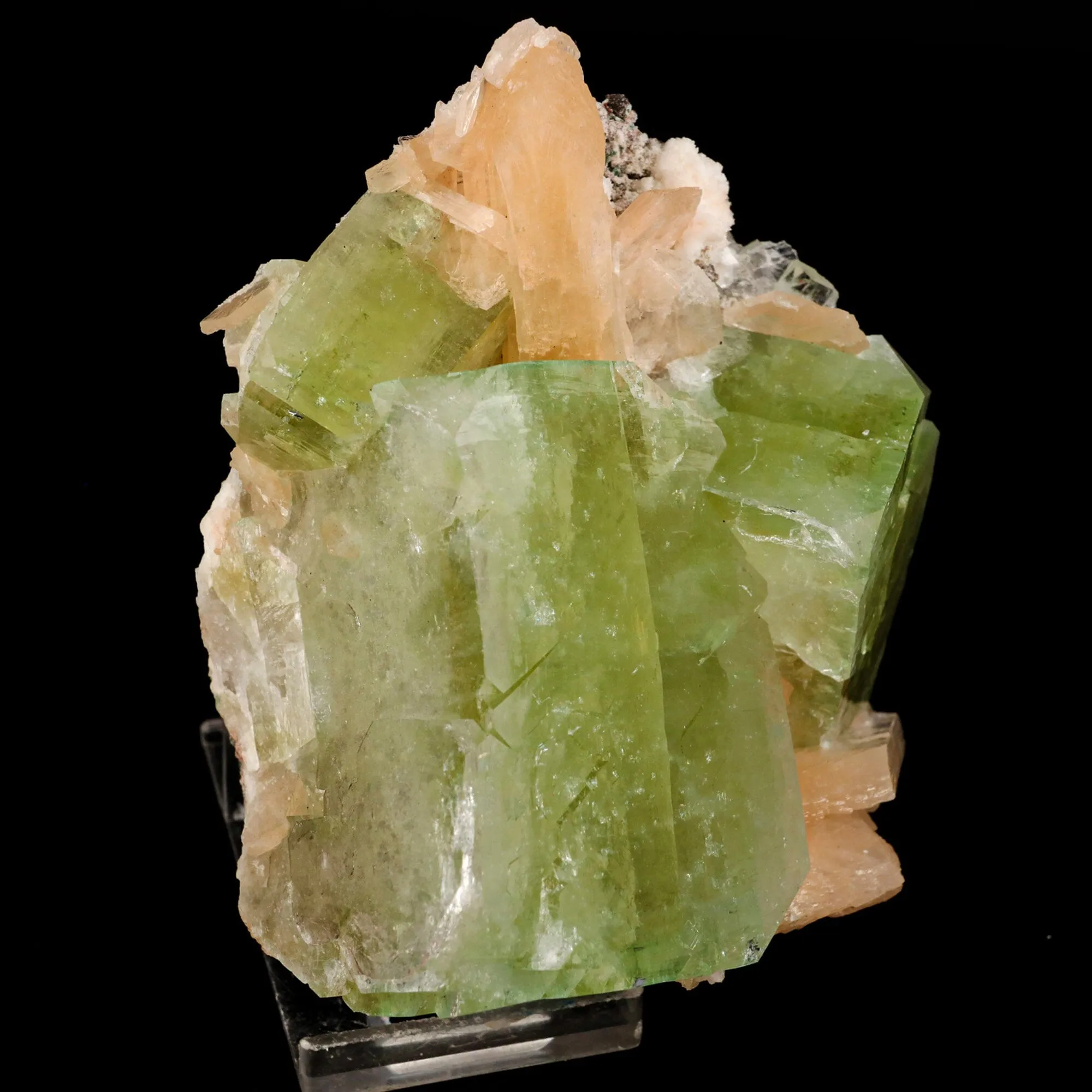 Apophyllite green cube with Stilbite Natural Mineral Specimen - image 3