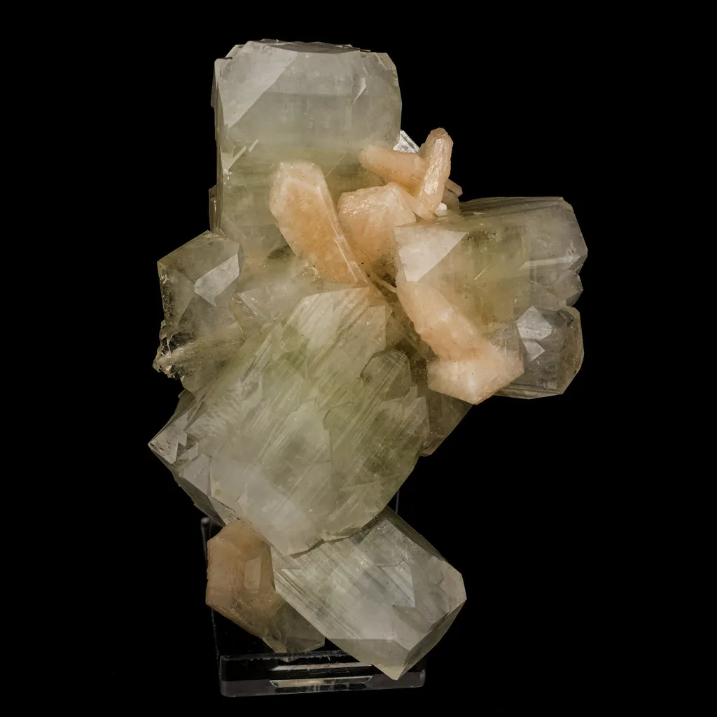 Apophyllite green cube with Stilbite Natural Mineral Specimen image