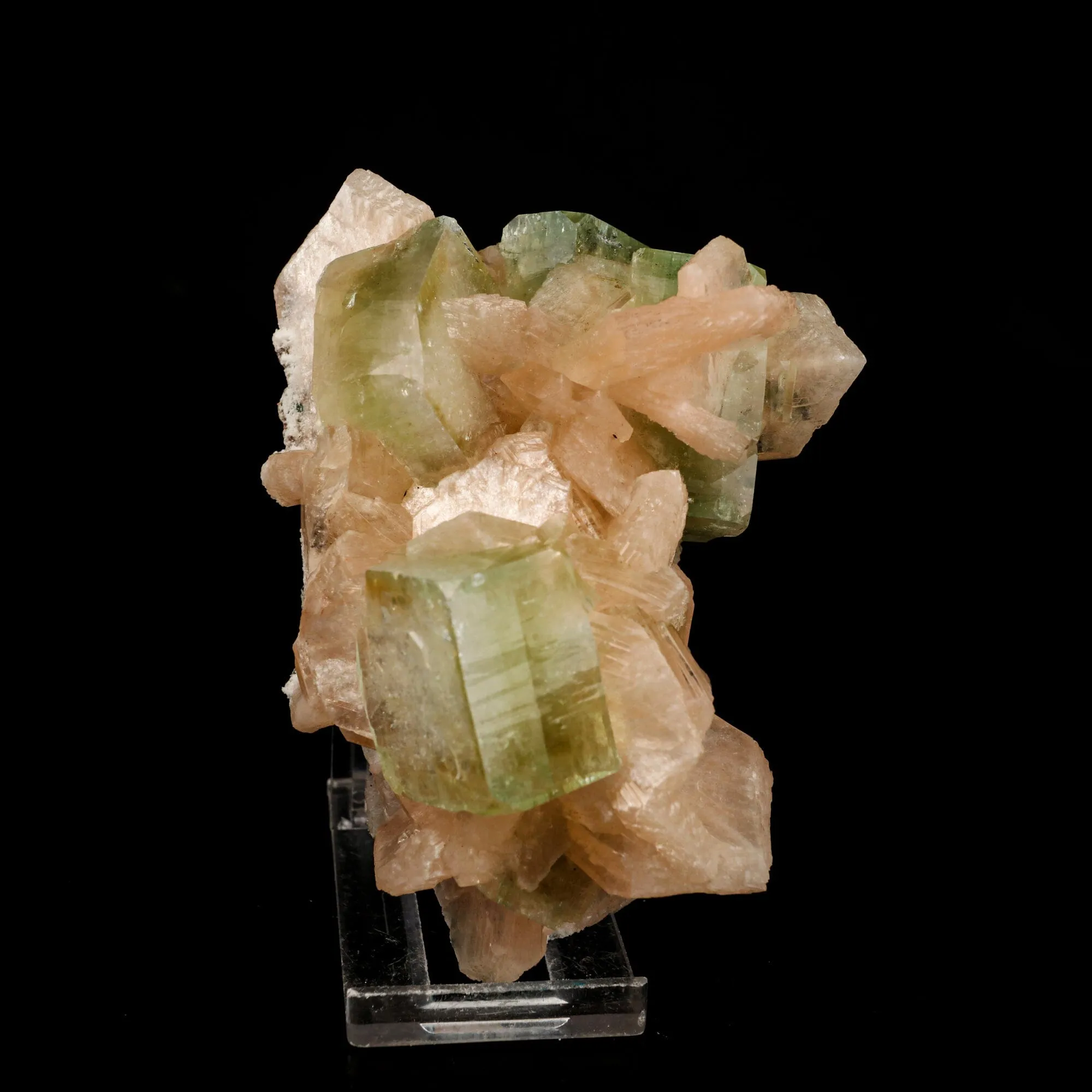 Apophyllite green cube with Stilbite Natural Mineral Specimen - image 1