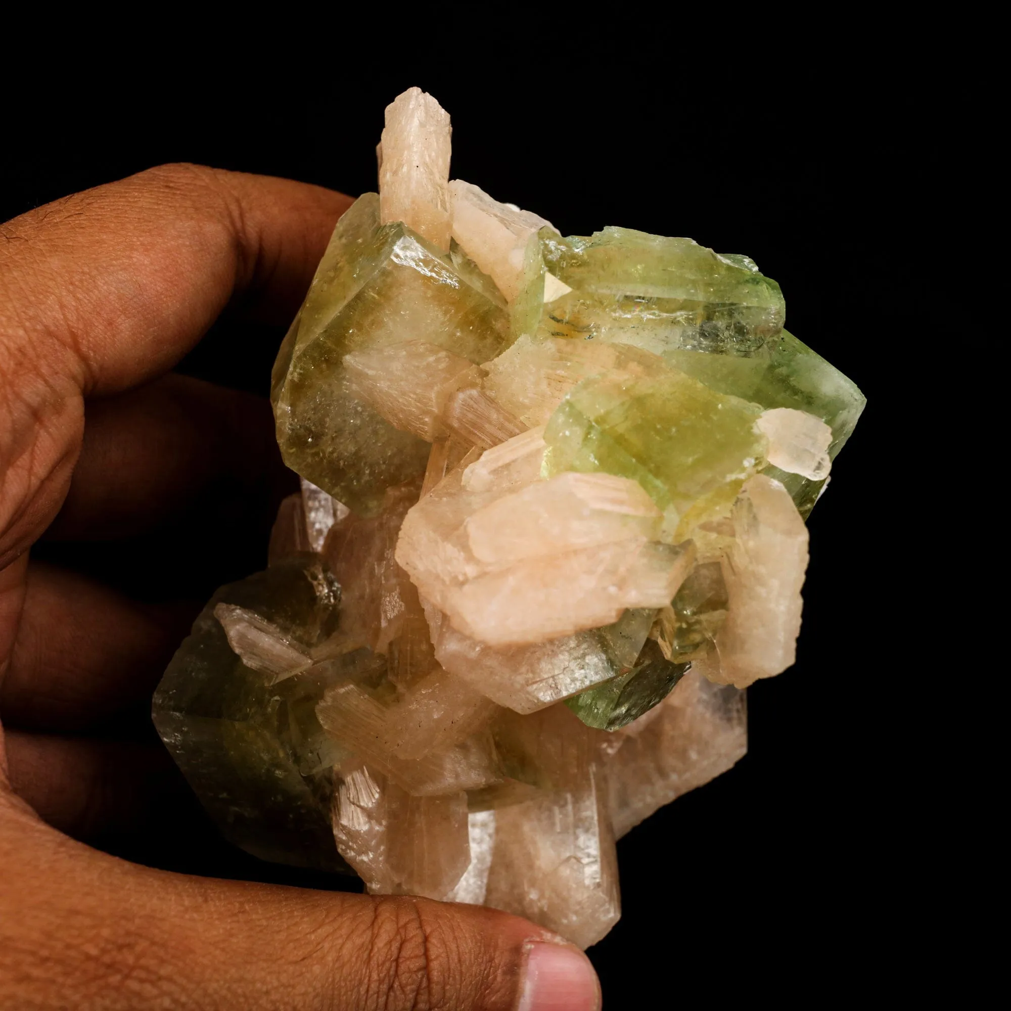 Apophyllite green cube with Stilbite Natural Mineral Specimen - image 4