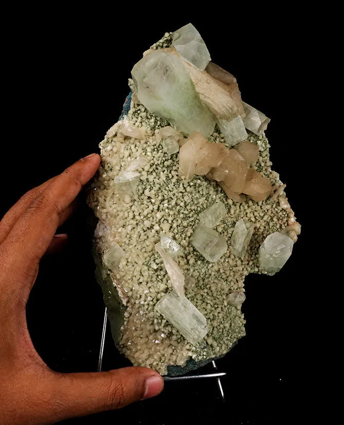Apophyllite green Cubes with Stilbite and Heulandite Natural Mineral Specimen - image 5