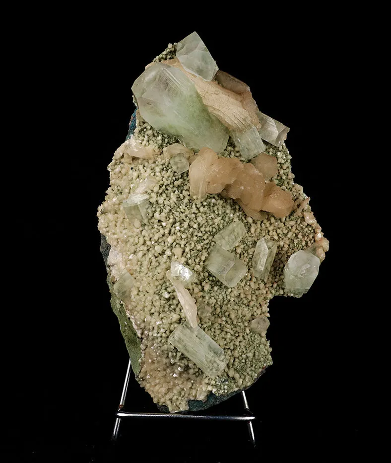 Apophyllite green Cubes with Stilbite and Heulandite Natural Mineral Specimen image