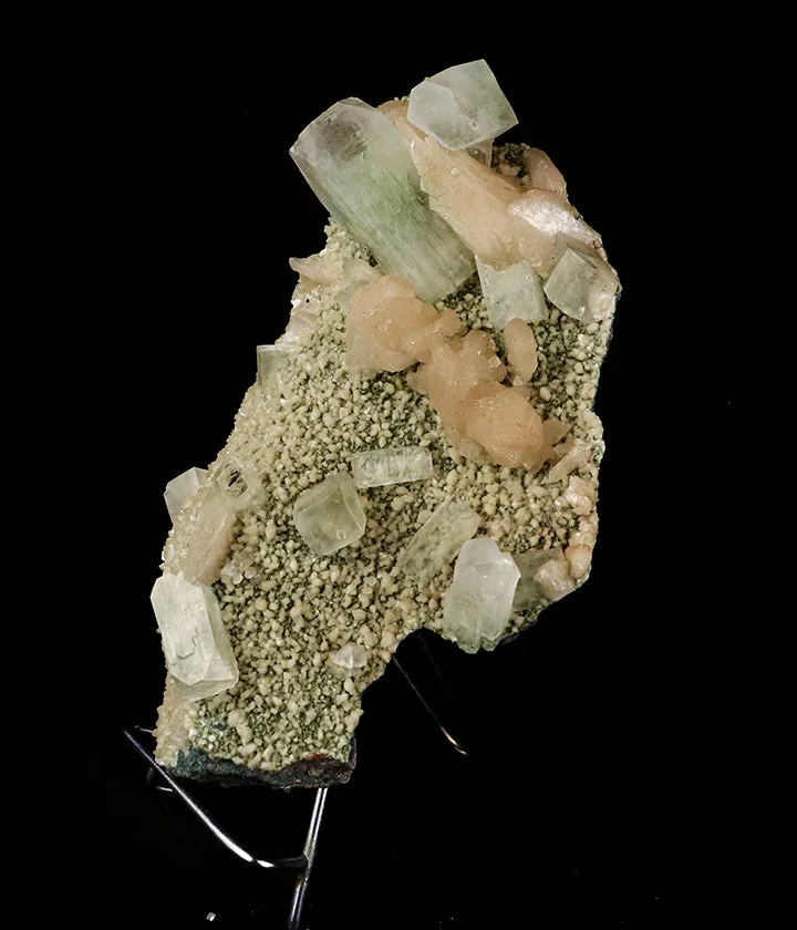 Apophyllite green Cubes with Stilbite and Heulandite Natural Mineral Specimen - image 3
