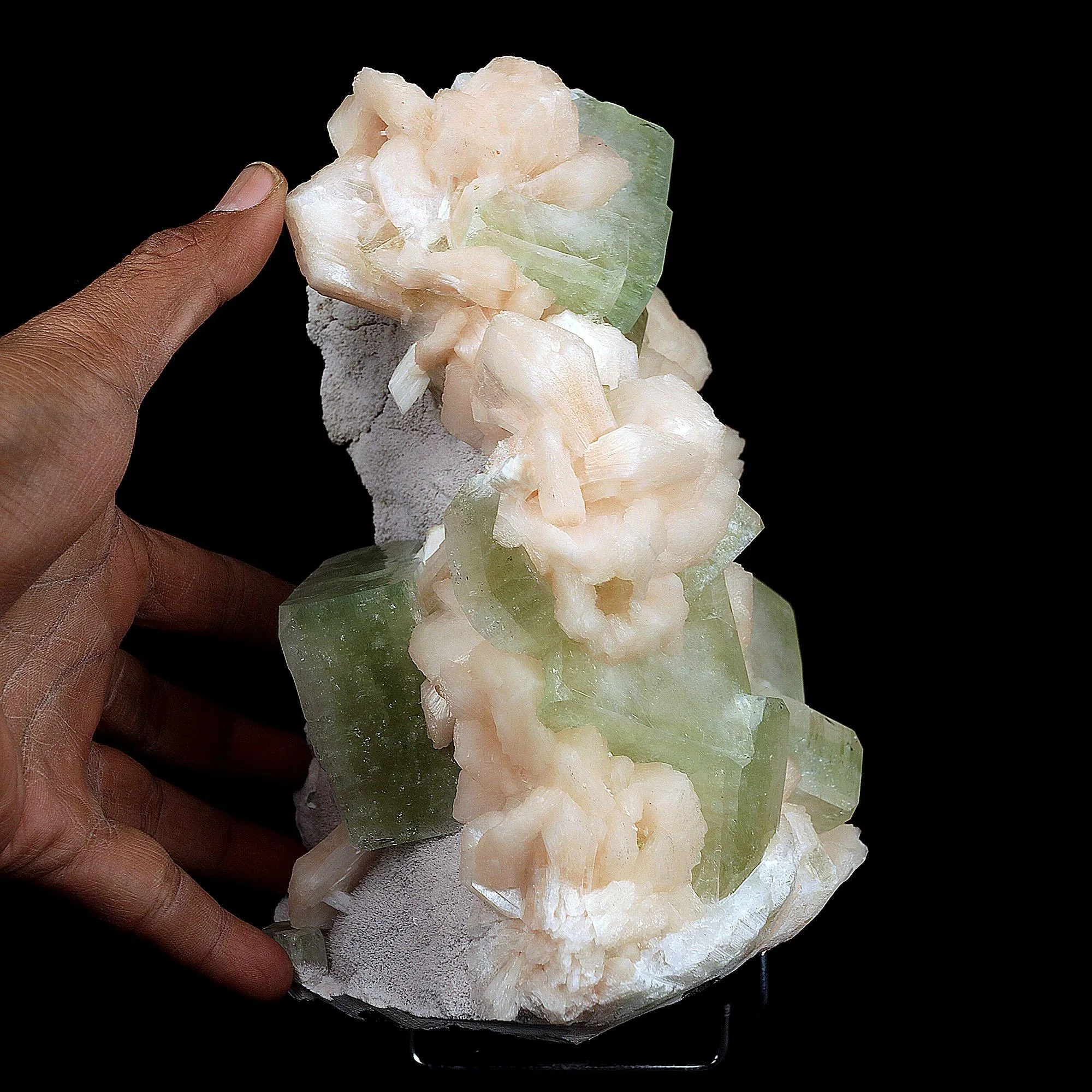 Apophyllite Green Cubes with Stilbite Natural Mineral Specimen - image 4