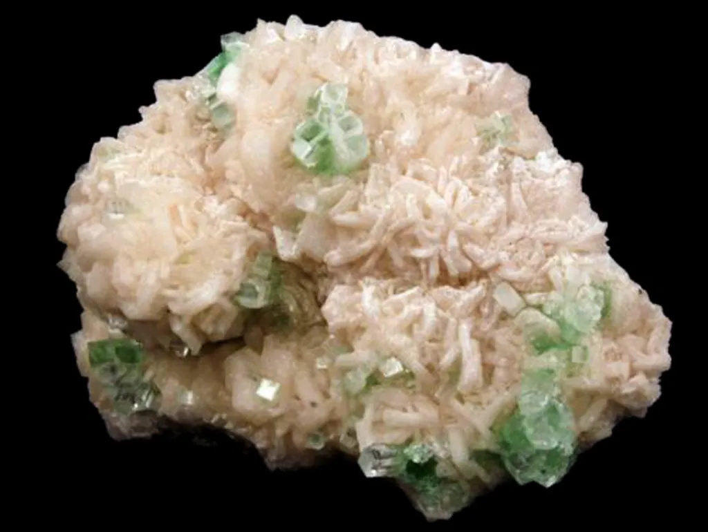 Apophyllite green disco formation on Stilbite Natural Mineral Specimen image