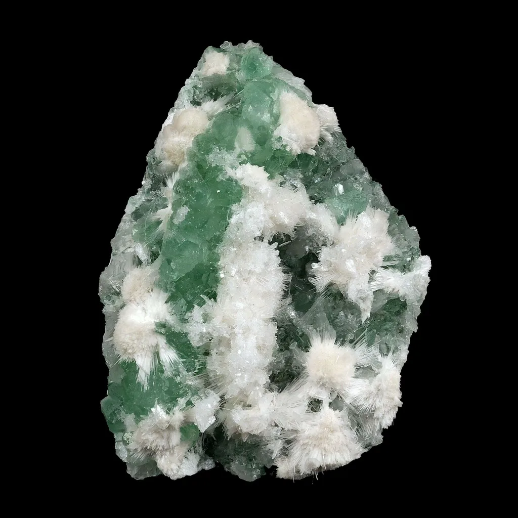 Apophyllite green with Scolecite on Chalcedony A Real Attention Grabber image