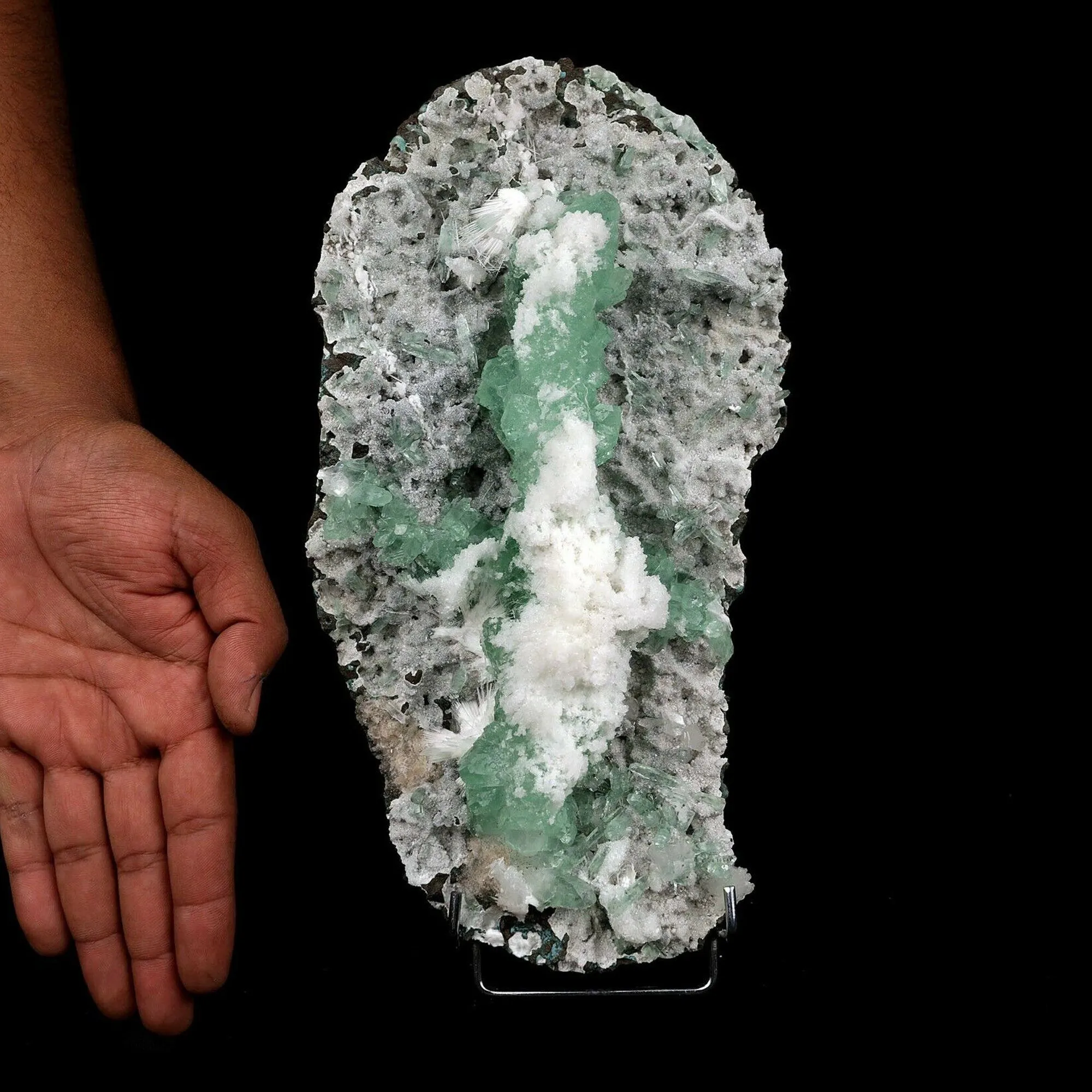 Apophyllite Green with Scolecite on Chalcedony Attention Grabber - image 4