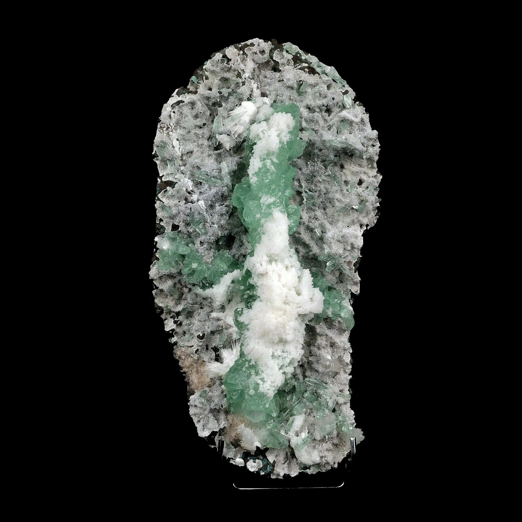 Apophyllite Green with Scolecite on Chalcedony Attention Grabber - image 1