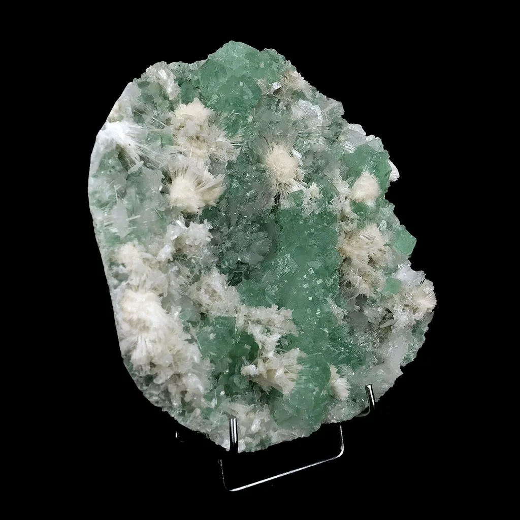 Apophyllite Green with Scolecite on Chalcedony Natural Mineral Specimen - image 3