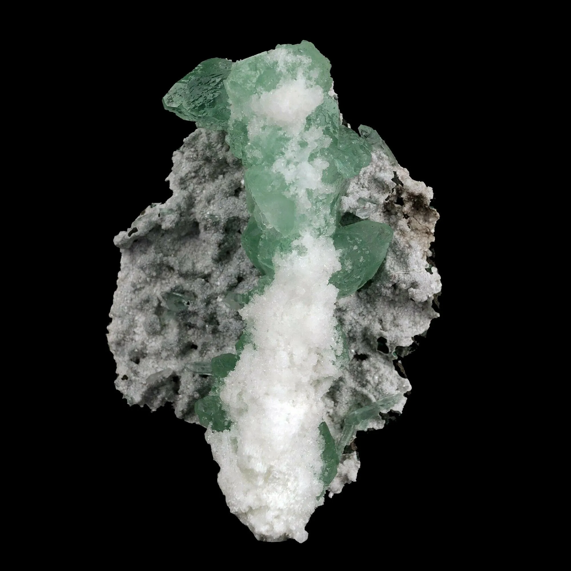 Apophyllite Green with Scolecite on Chalcedony Natural Mineral Specimen - image 1