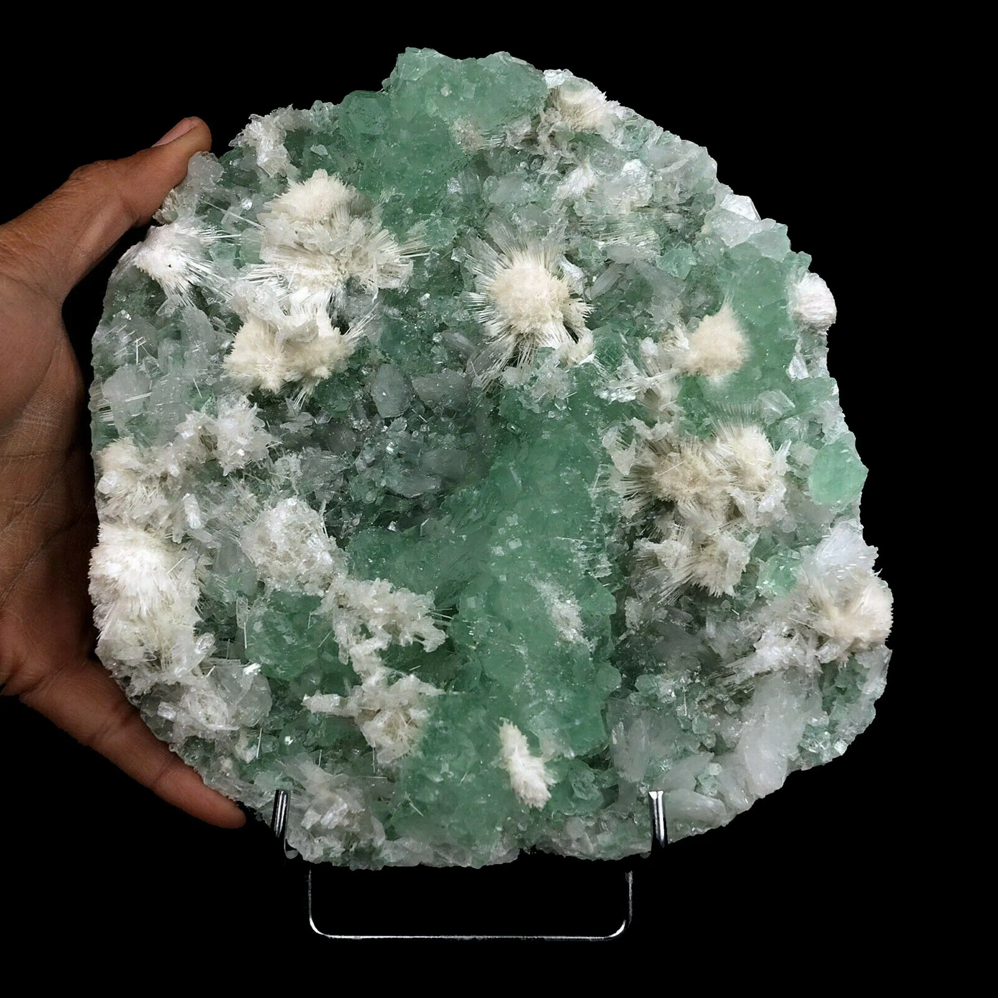 Apophyllite Green with Scolecite on Chalcedony Natural Mineral Specimen - image 4